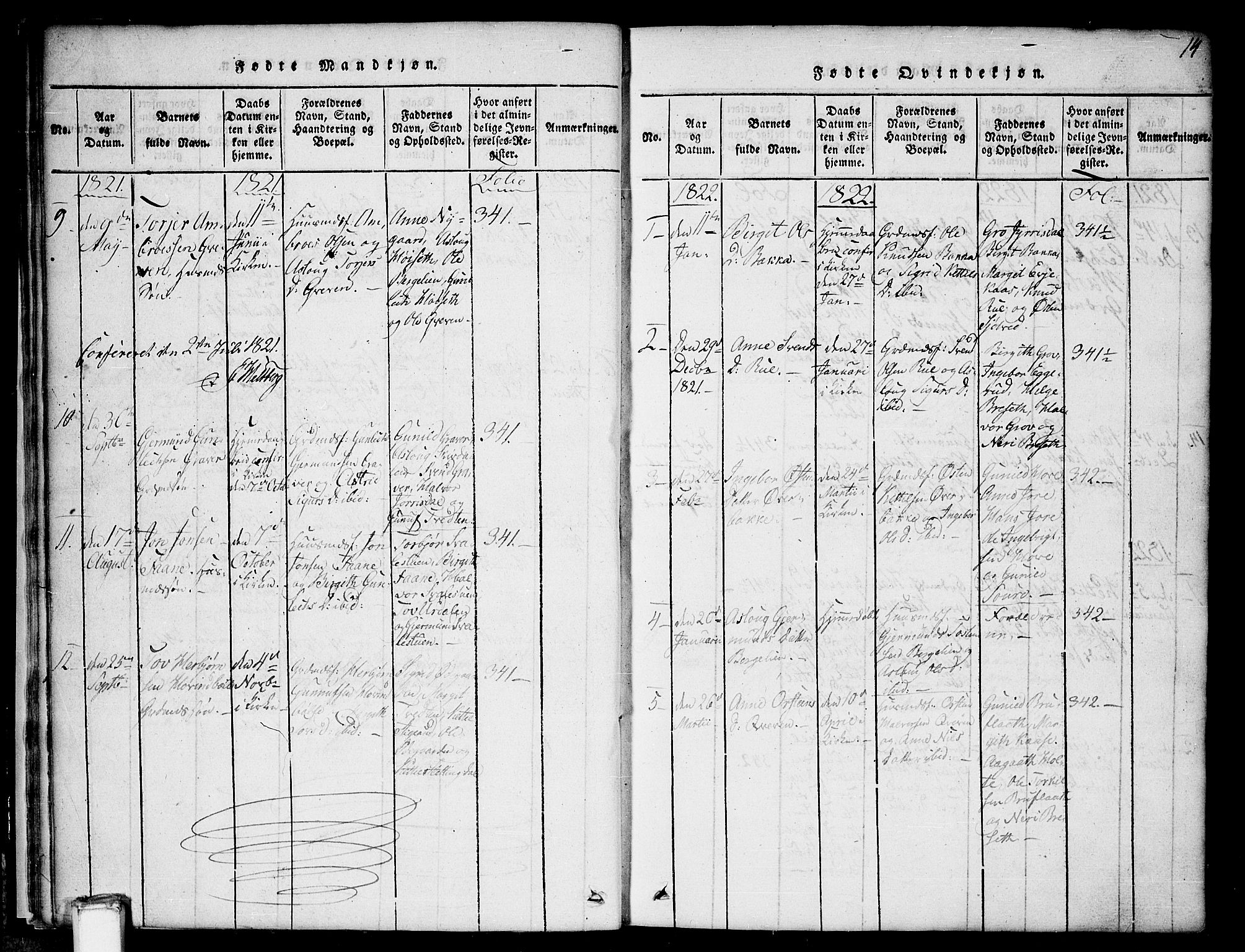 Gransherad kirkebøker, AV/SAKO-A-267/G/Gb/L0001: Parish register (copy) no. II 1, 1815-1860, p. 14