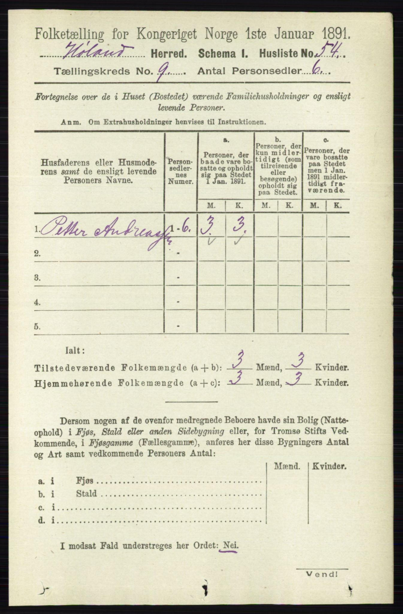 RA, 1891 census for 0221 Høland, 1891, p. 6143