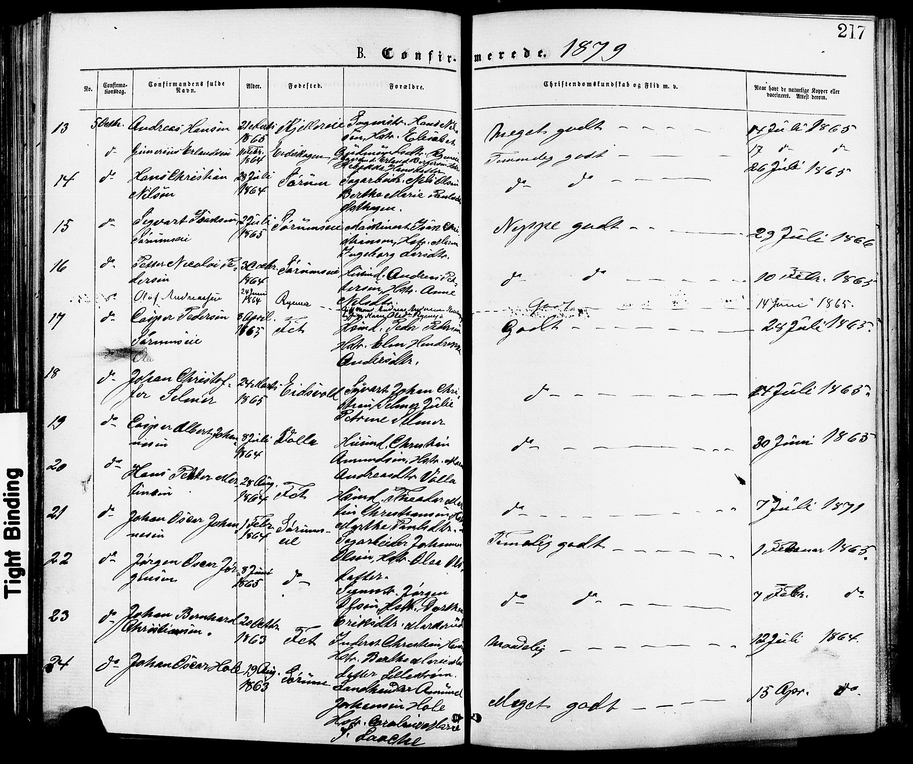 Skedsmo prestekontor Kirkebøker, SAO/A-10033a/F/Fa/L0012: Parish register (official) no. I 12, 1876-1883, p. 217