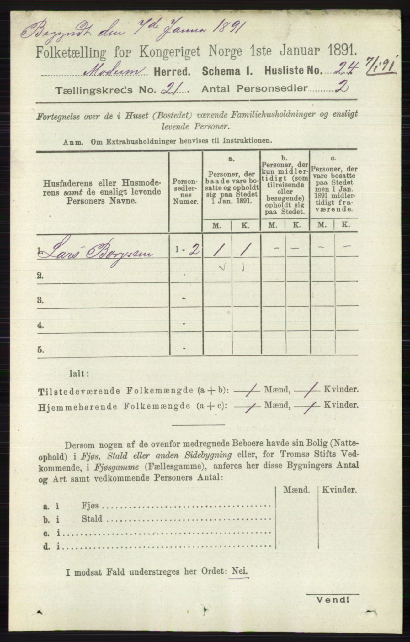 RA, 1891 census for 0623 Modum, 1891, p. 8087