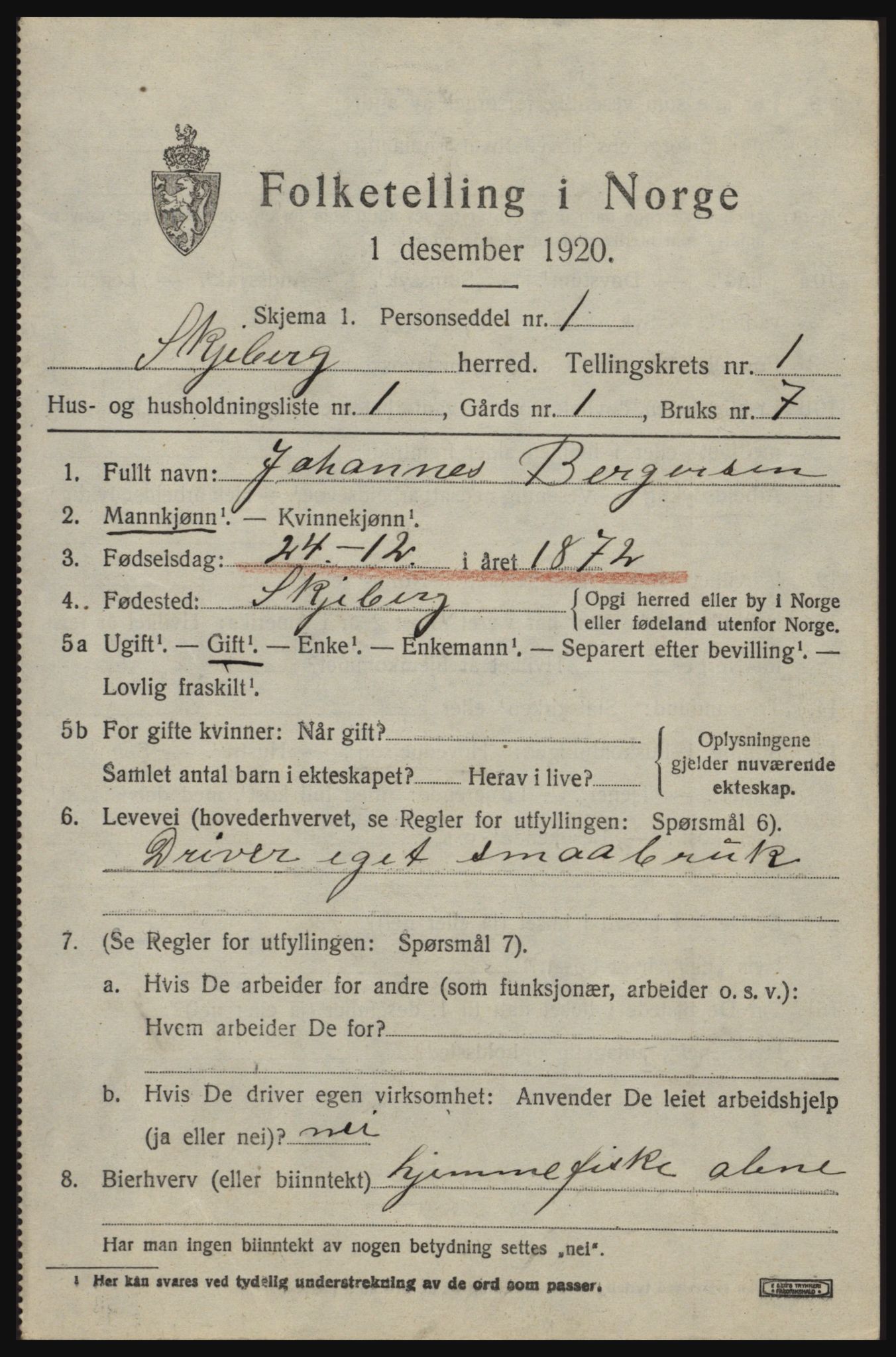 SAO, 1920 census for Skjeberg, 1920, p. 2361