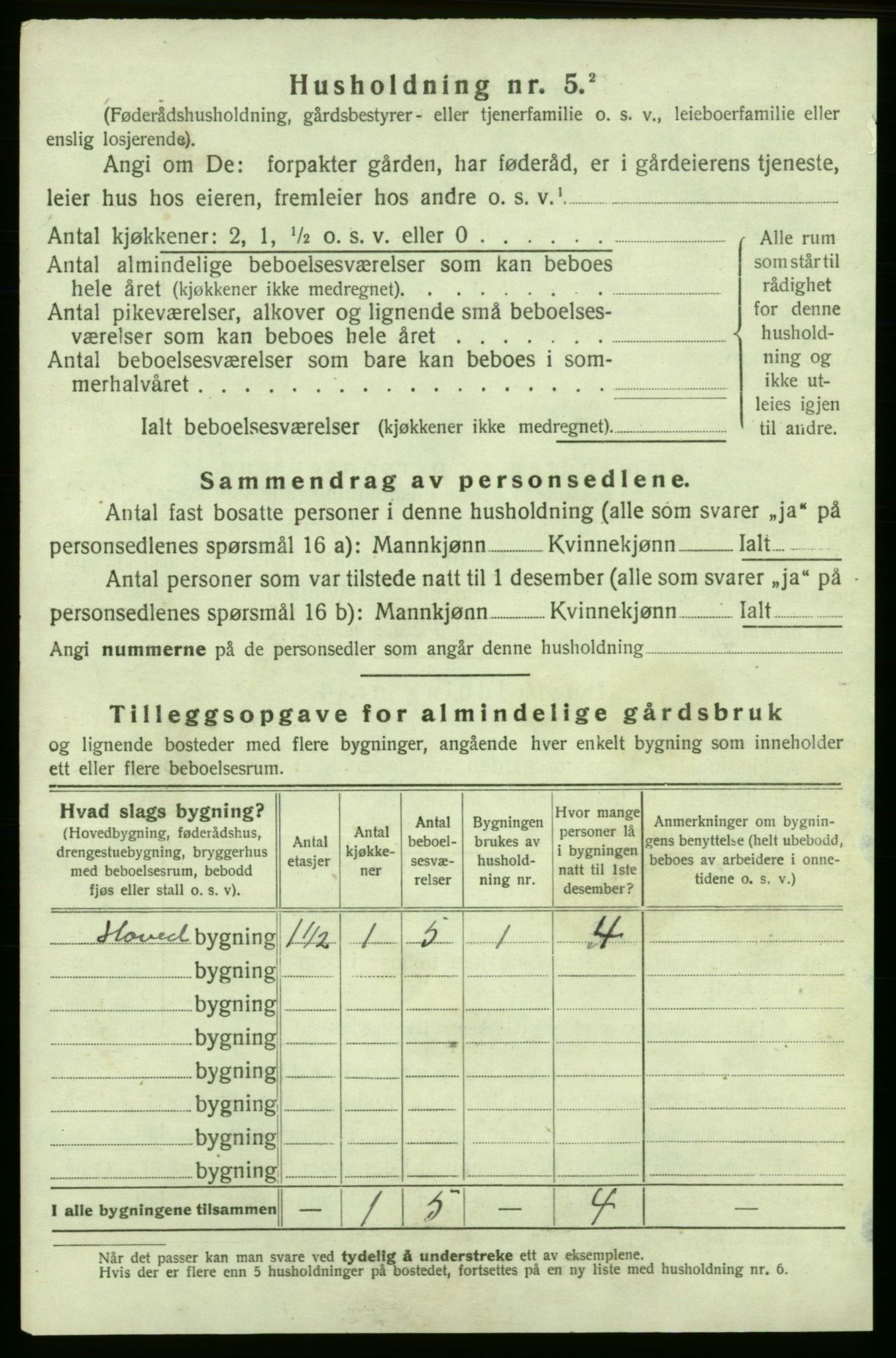 SAB, 1920 census for Strandebarm, 1920, p. 1052