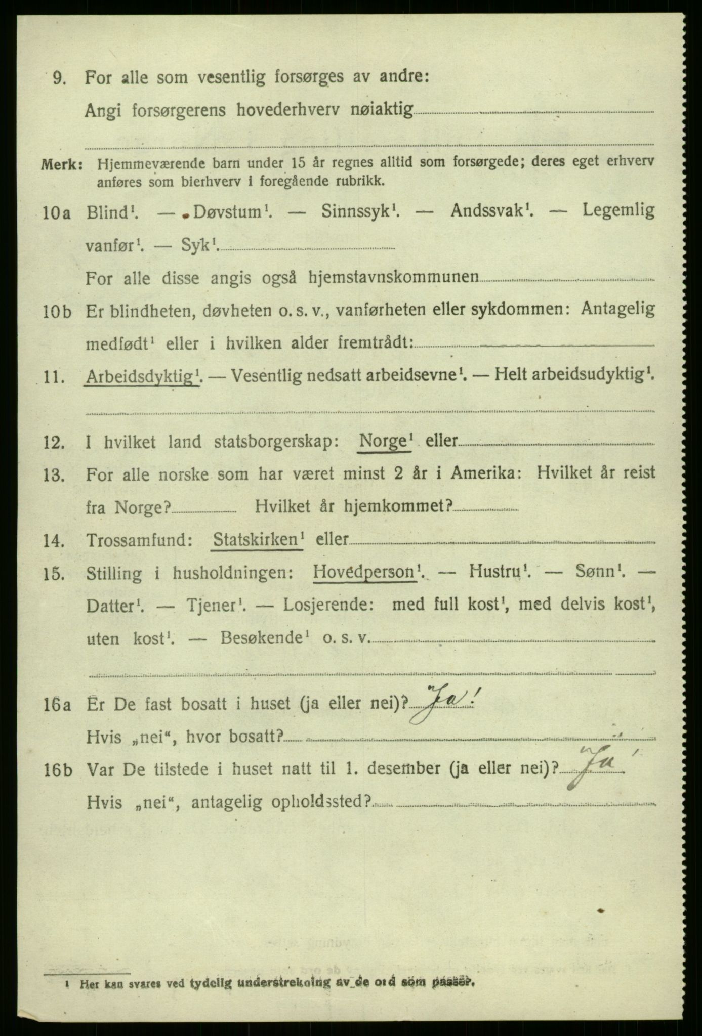 SAB, 1920 census for Årdal, 1920, p. 2980