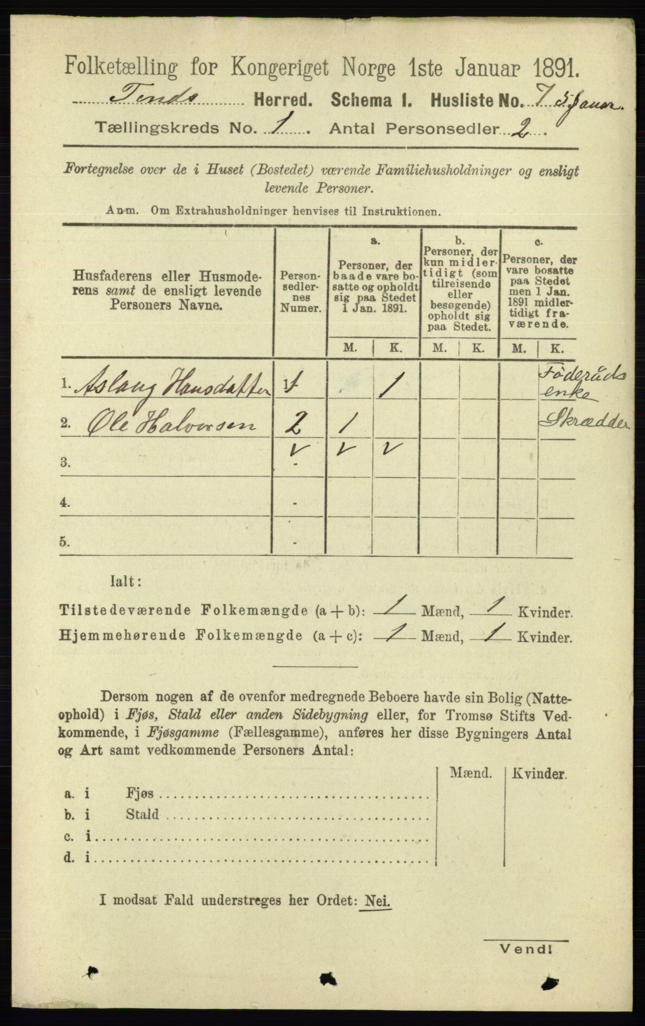 RA, 1891 census for 0826 Tinn, 1891, p. 43