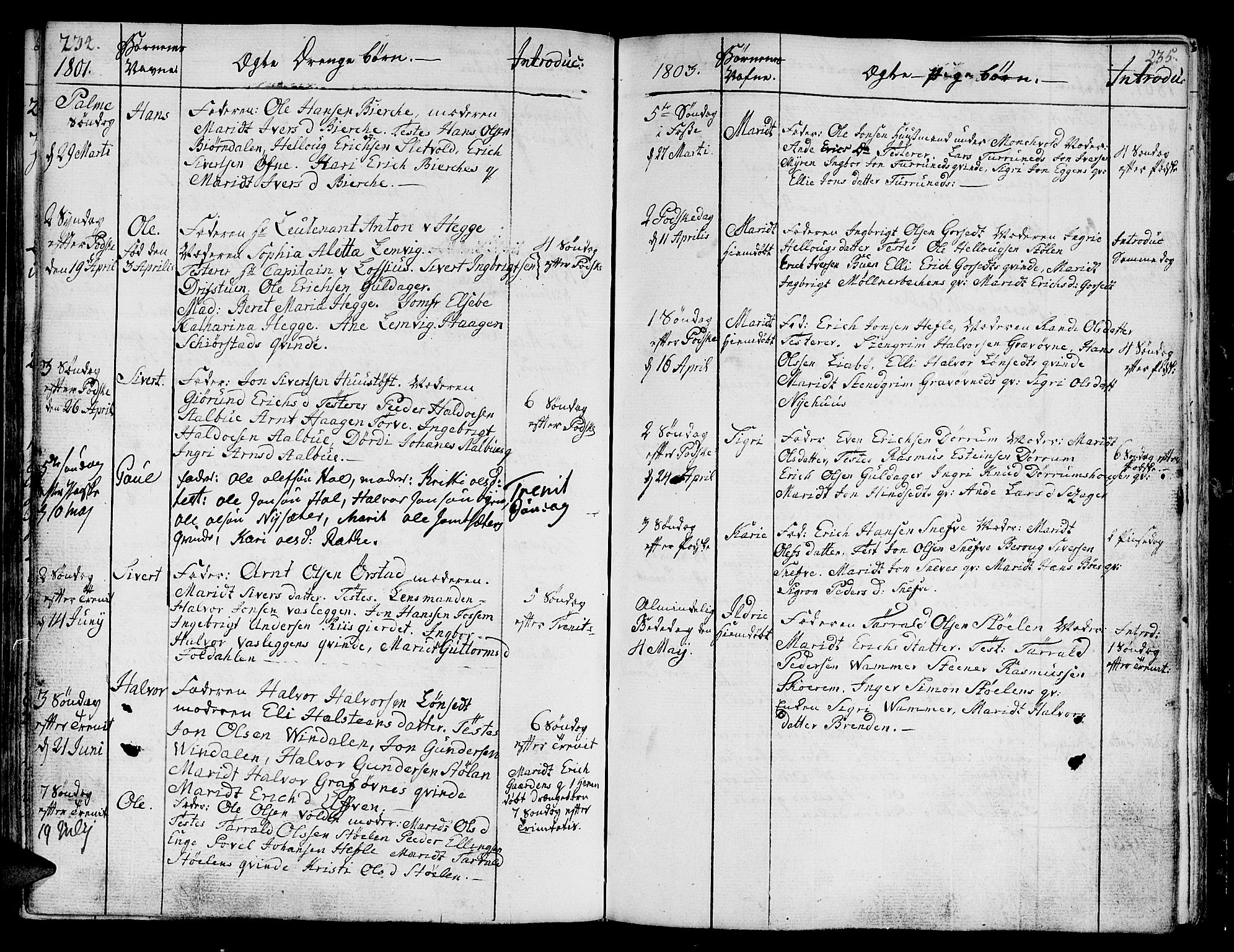 Ministerialprotokoller, klokkerbøker og fødselsregistre - Sør-Trøndelag, SAT/A-1456/678/L0893: Parish register (official) no. 678A03, 1792-1805, p. 234-235