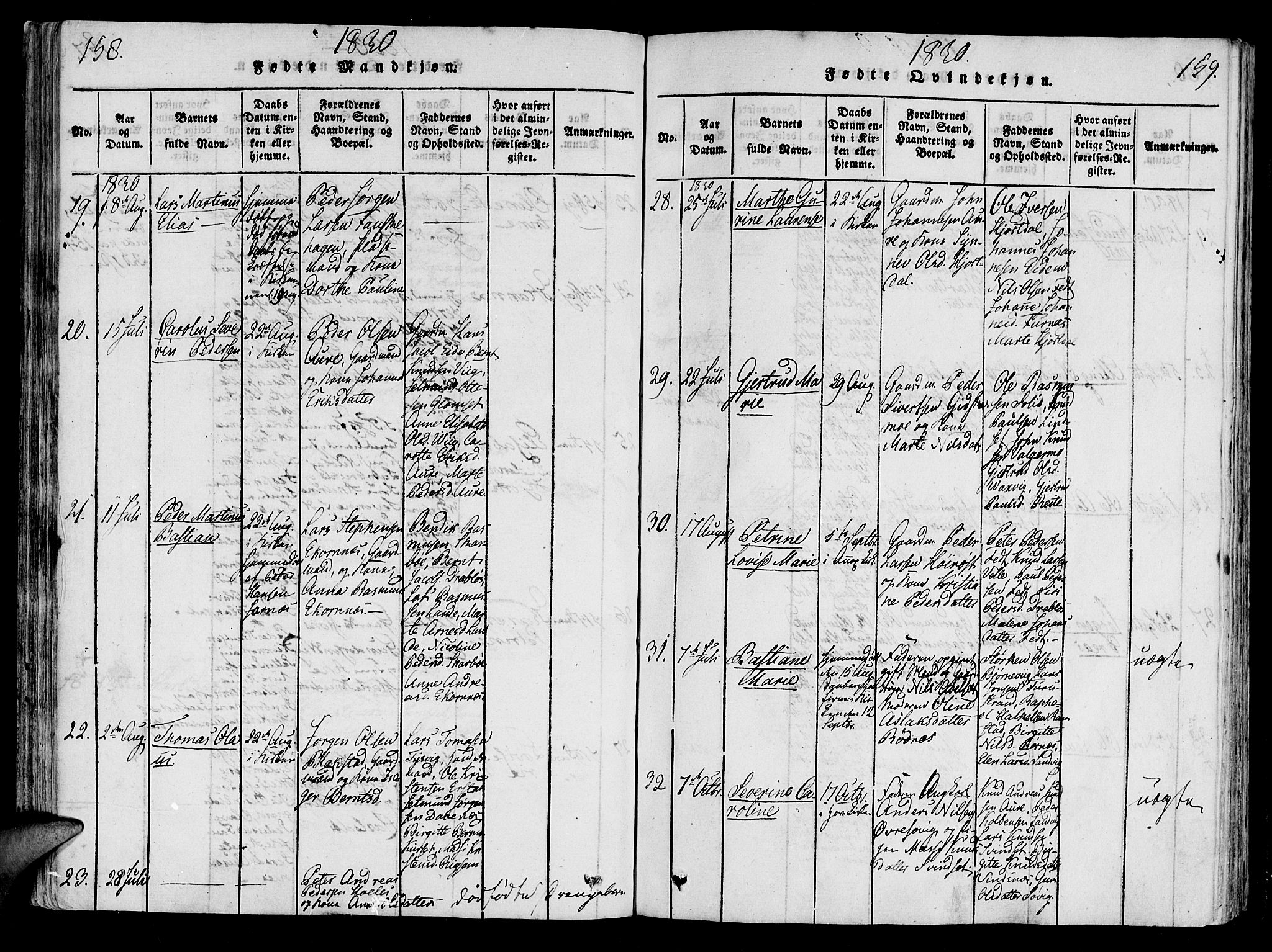 Ministerialprotokoller, klokkerbøker og fødselsregistre - Møre og Romsdal, AV/SAT-A-1454/522/L0310: Parish register (official) no. 522A05, 1816-1832, p. 158-159