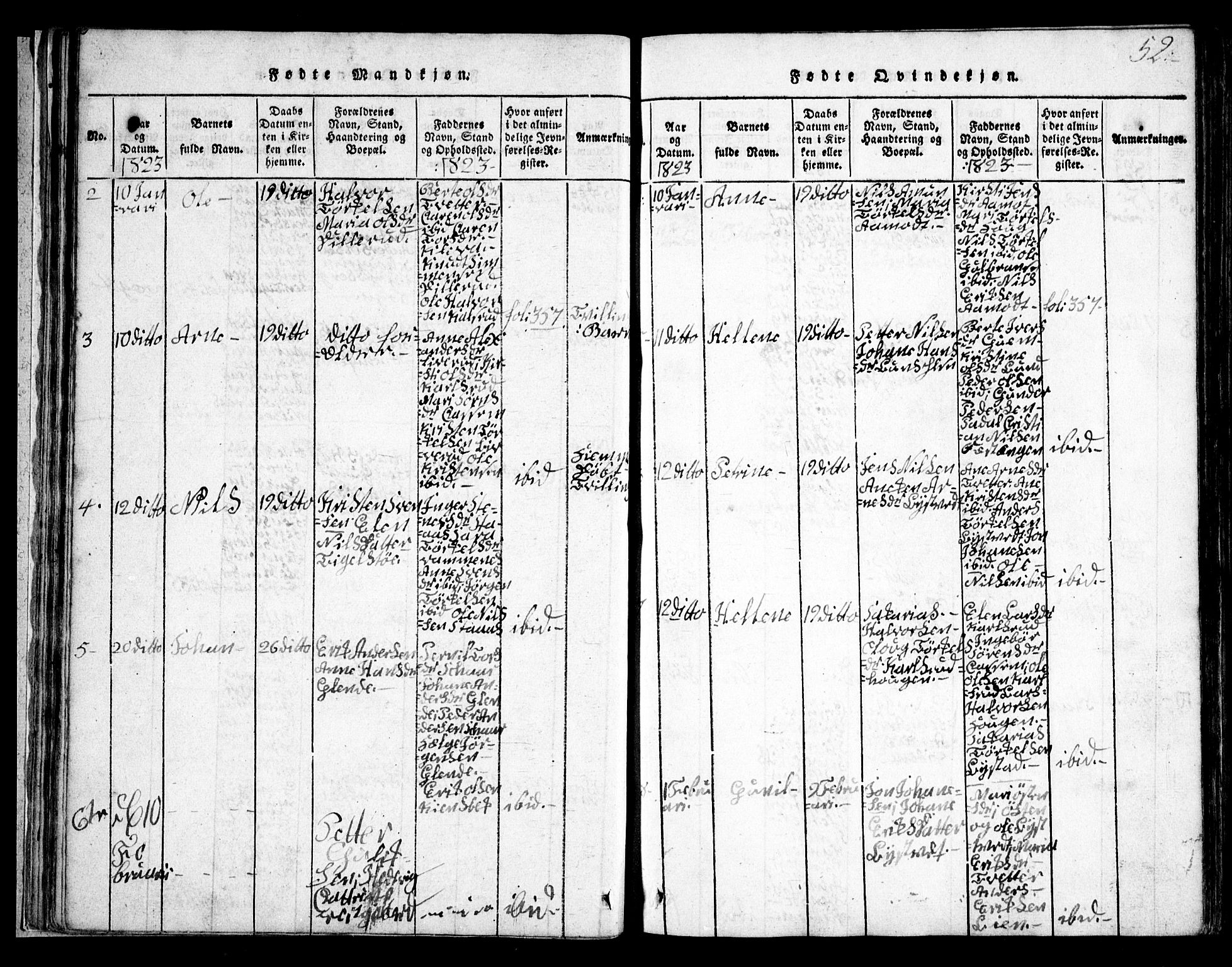 Skiptvet prestekontor Kirkebøker, AV/SAO-A-20009/G/Ga/L0001: Parish register (copy) no. 1, 1815-1838, p. 52