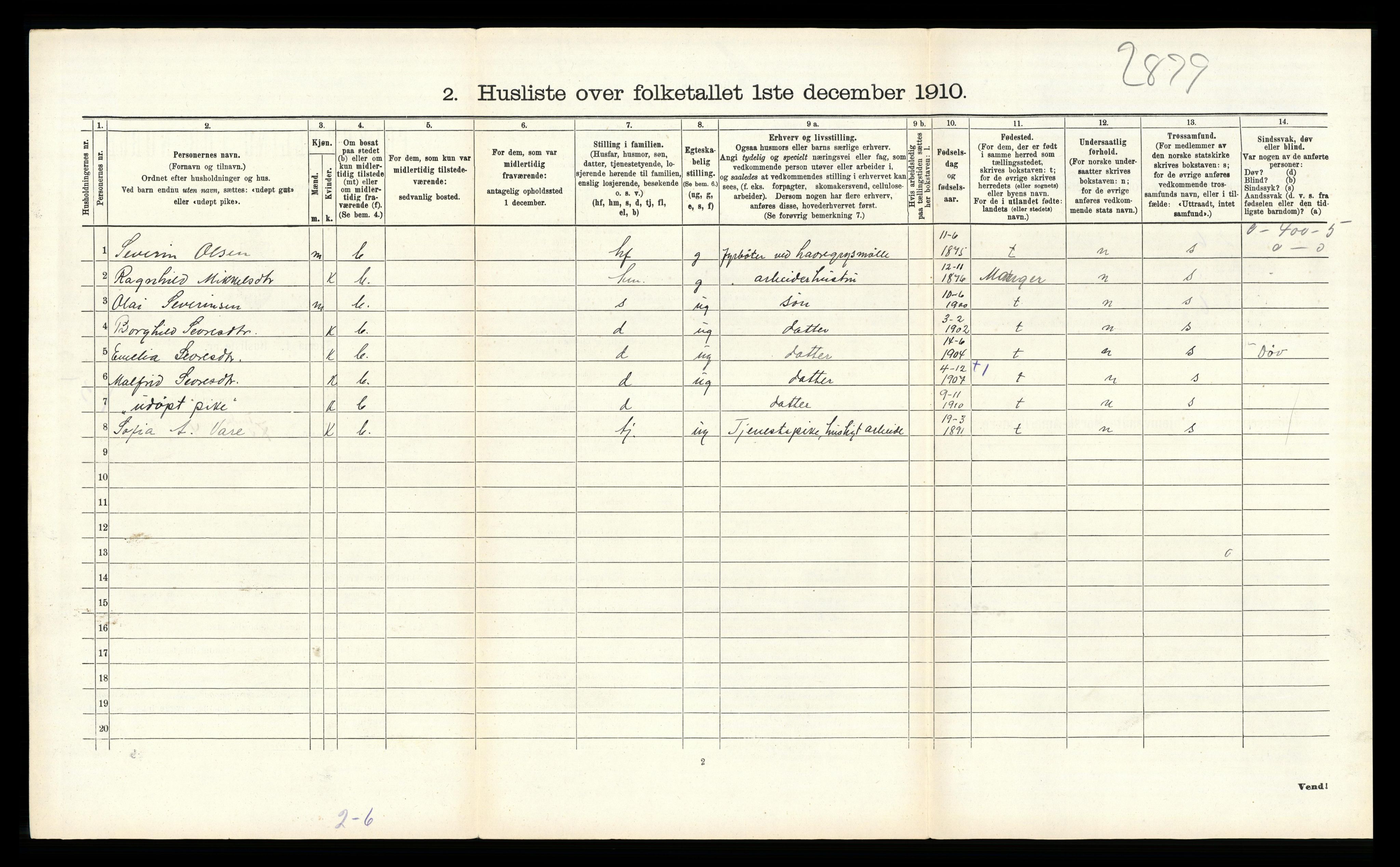 RA, 1910 census for Hosanger, 1910, p. 473