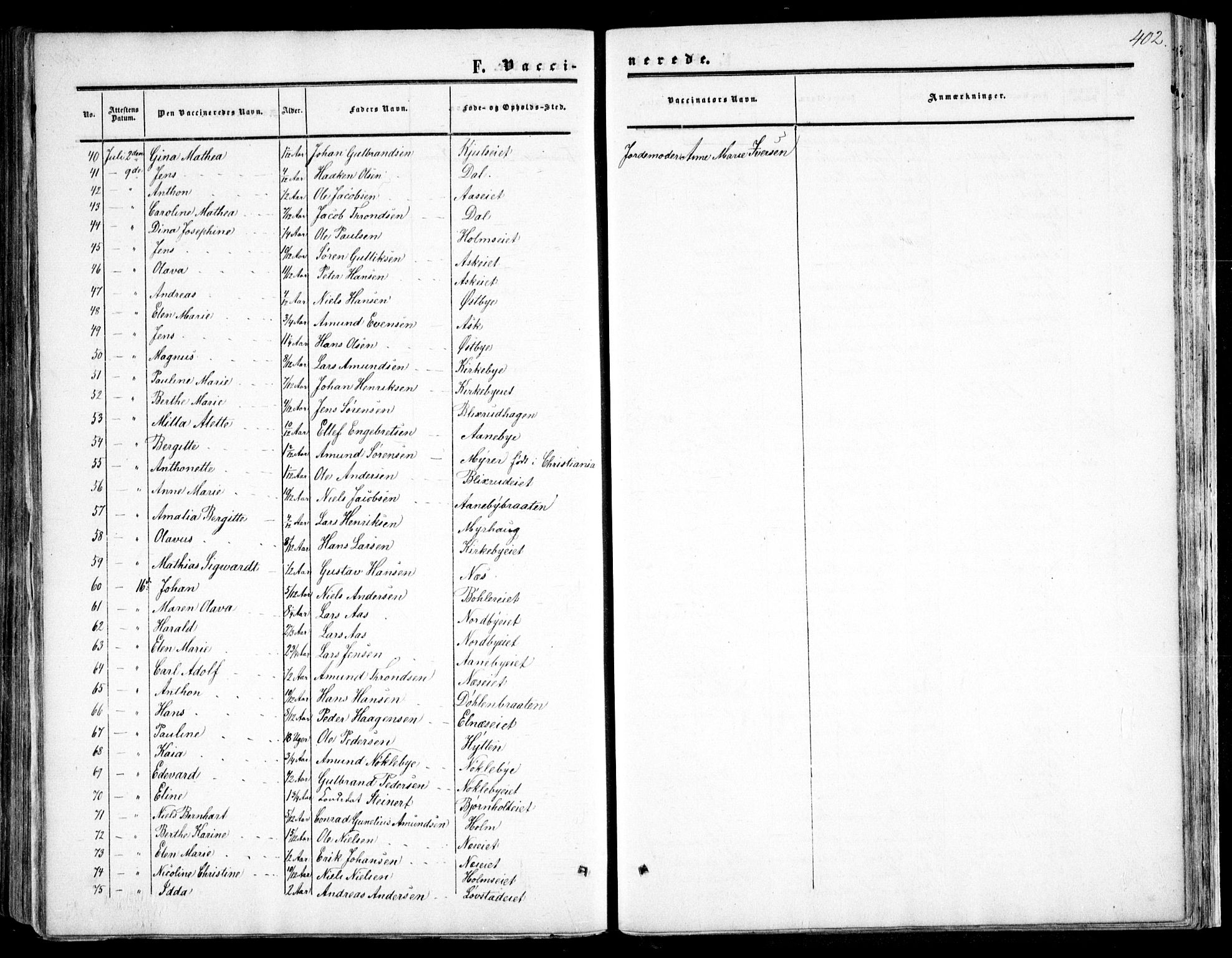 Nittedal prestekontor Kirkebøker, SAO/A-10365a/F/Fa/L0005: Parish register (official) no. I 5, 1850-1862, p. 402