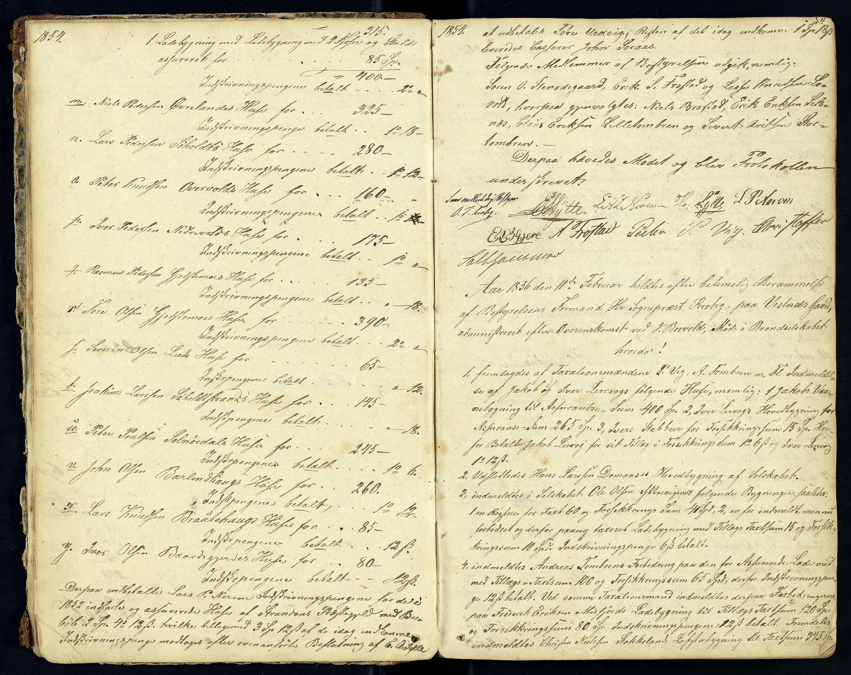 Vestnes og Tresfjord Brannkasse, ROMS/R.Ark.1004/A/L0001: Møtebok 1849-1957 - med liste over branntaksasjonsmenn og krinskasserarar, 1849-1957