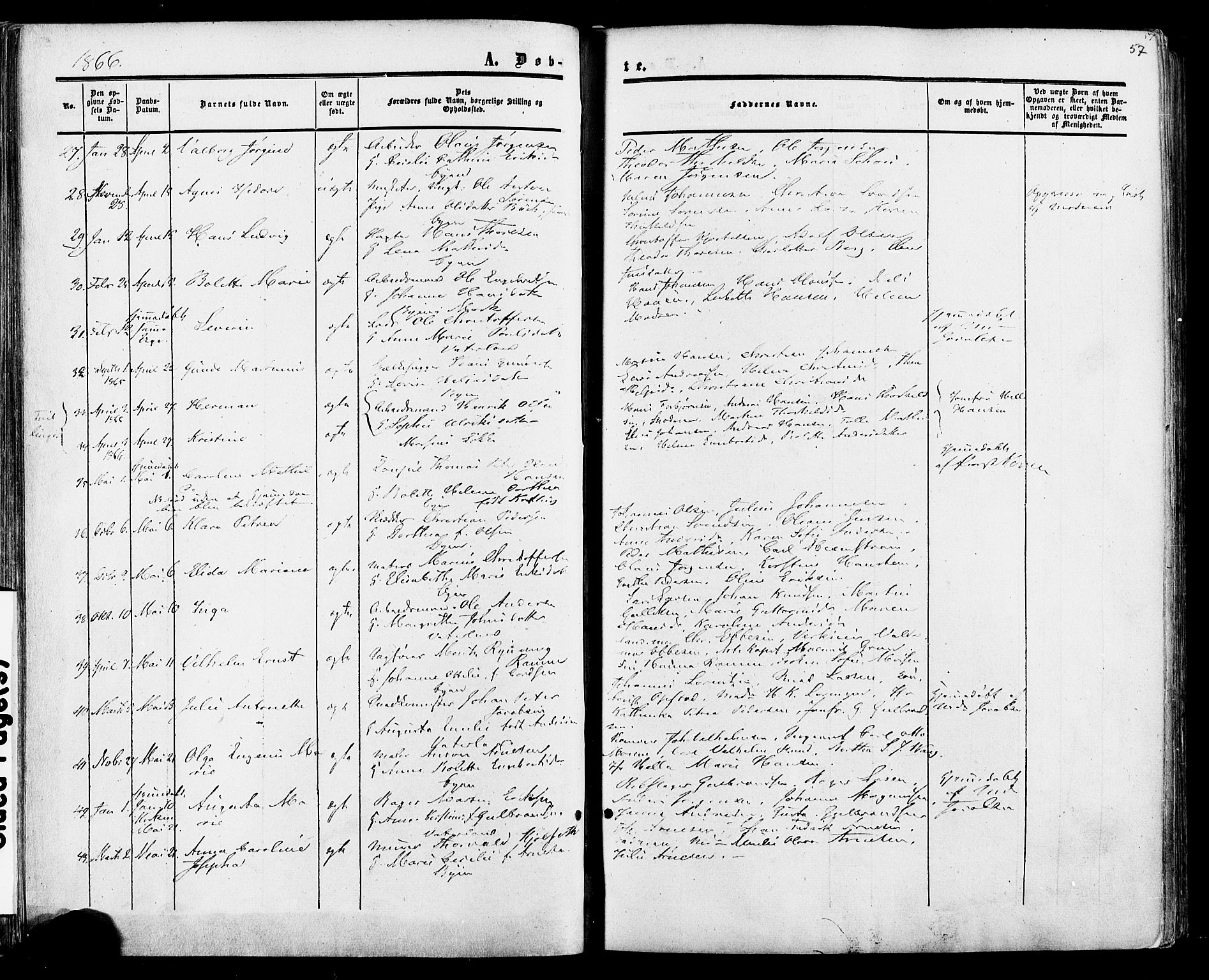 Fredrikstad prestekontor Kirkebøker, AV/SAO-A-11082/F/Fa/L0006: Parish register (official) no. 6, 1857-1878, p. 57