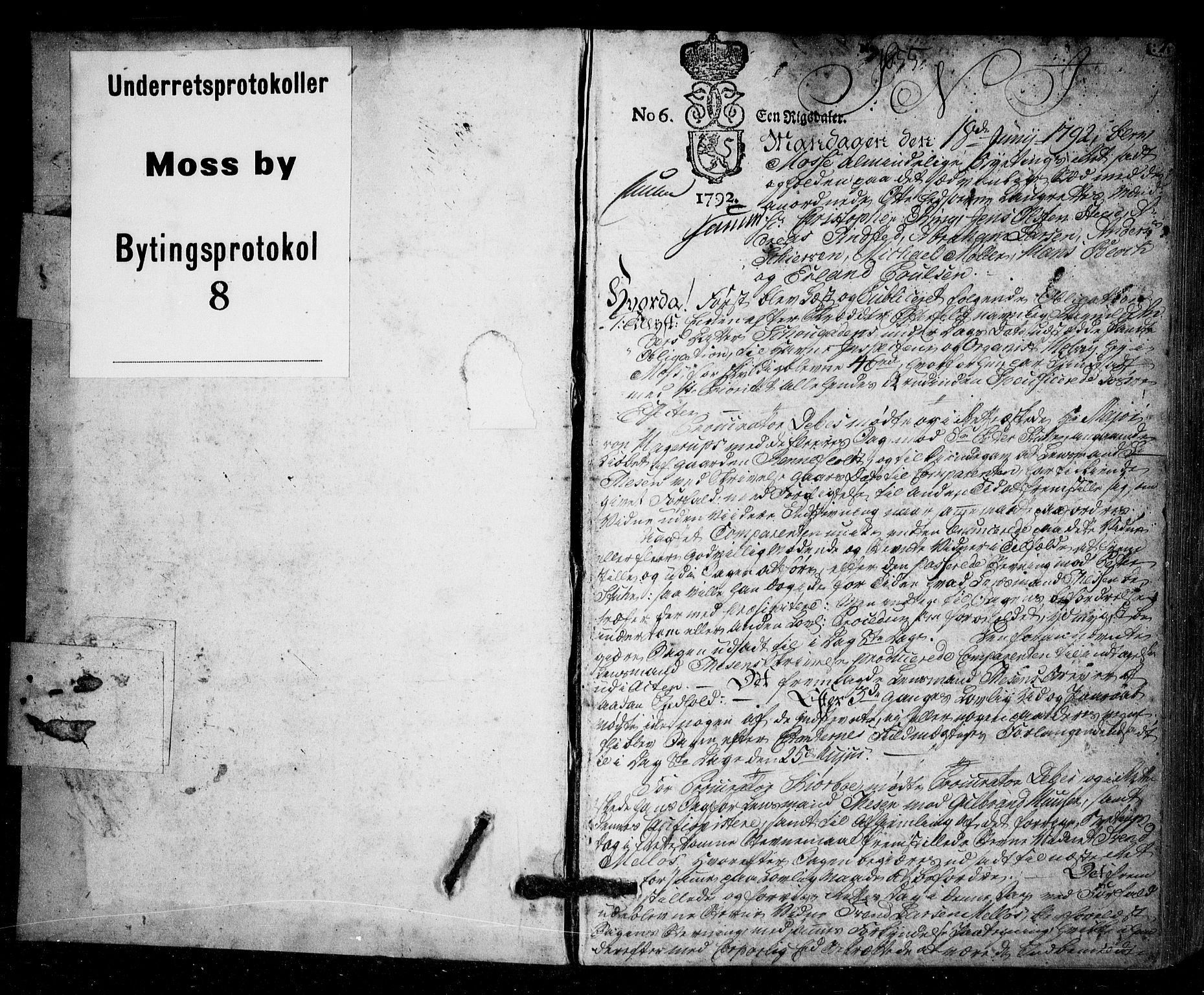 Moss byfogd, AV/SAO-A-10863/F/Fb/L0008: Tingbok, 1792-1801, p. 0b-1a