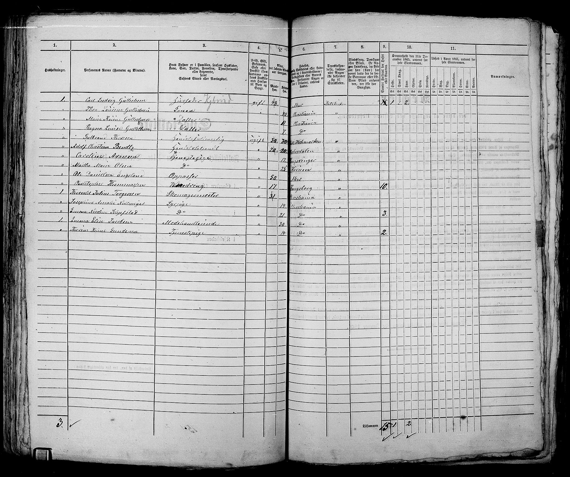 RA, 1865 census for Kristiania, 1865, p. 1865