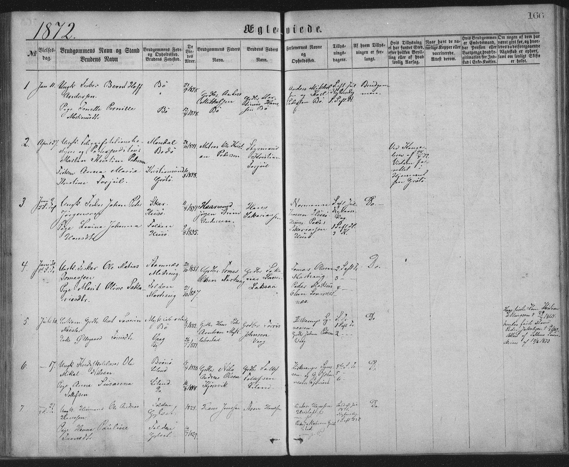 Ministerialprotokoller, klokkerbøker og fødselsregistre - Nordland, AV/SAT-A-1459/855/L0801: Parish register (official) no. 855A09, 1864-1874, p. 166