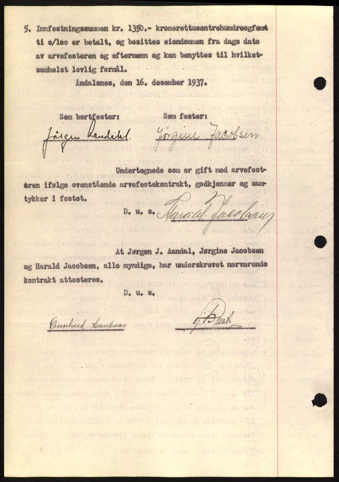 Romsdal sorenskriveri, SAT/A-4149/1/2/2C: Mortgage book no. A4, 1937-1938, Diary no: : 2570/1937