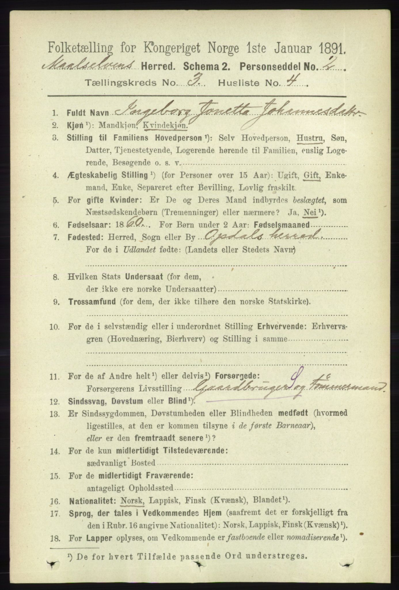 RA, 1891 census for 1924 Målselv, 1891, p. 617