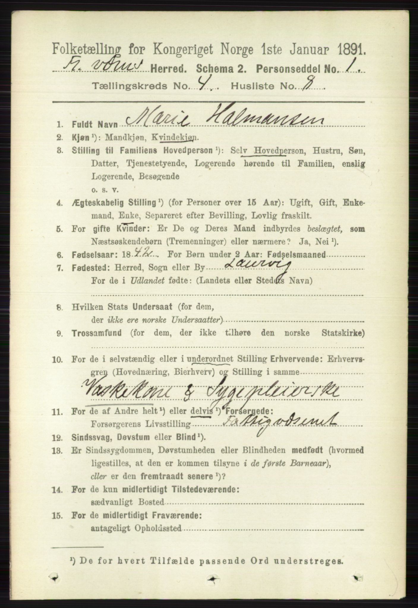 RA, 1891 census for 0798 Fredriksvern, 1891, p. 892