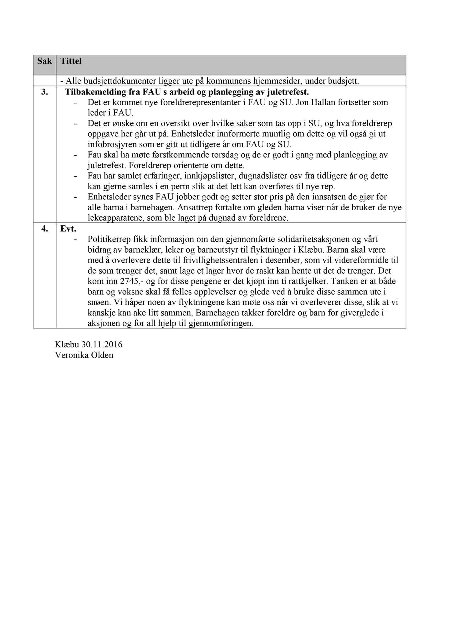 Klæbu Kommune, TRKO/KK/12-SU/L003: Samarbeidsutvalgene skoler og barnehager - Møteoversikt, 2016, p. 3