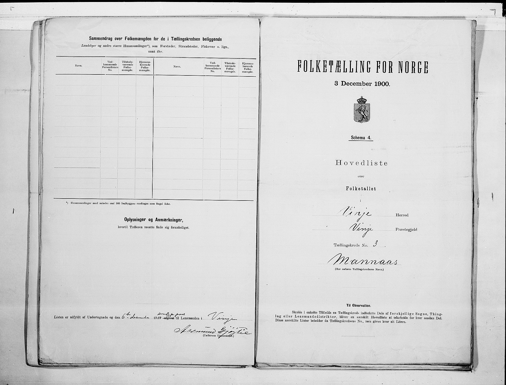 SAKO, 1900 census for Vinje, 1900, p. 8