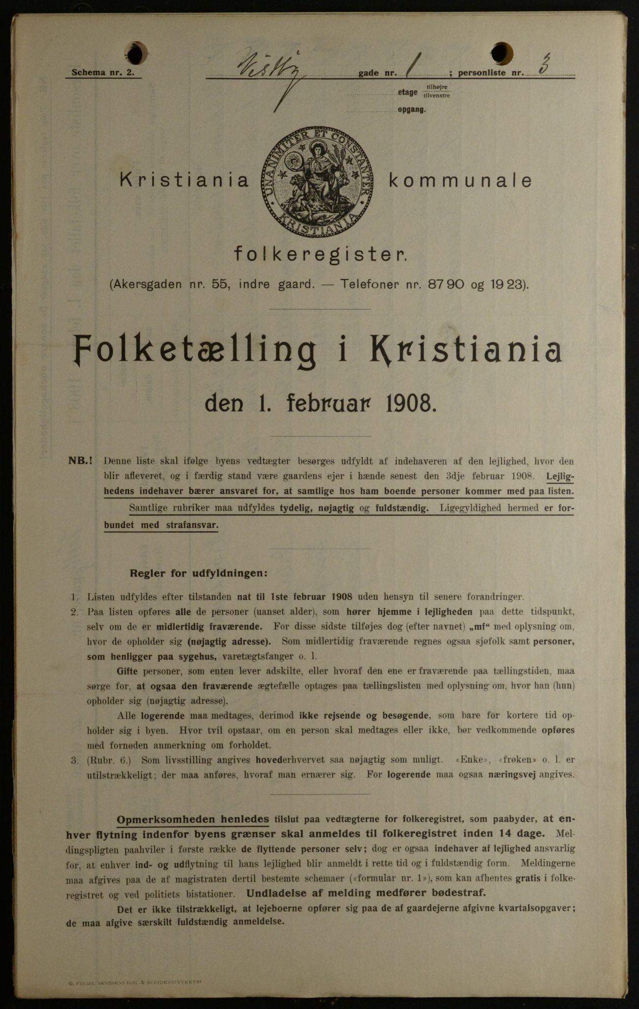 OBA, Municipal Census 1908 for Kristiania, 1908, p. 109813