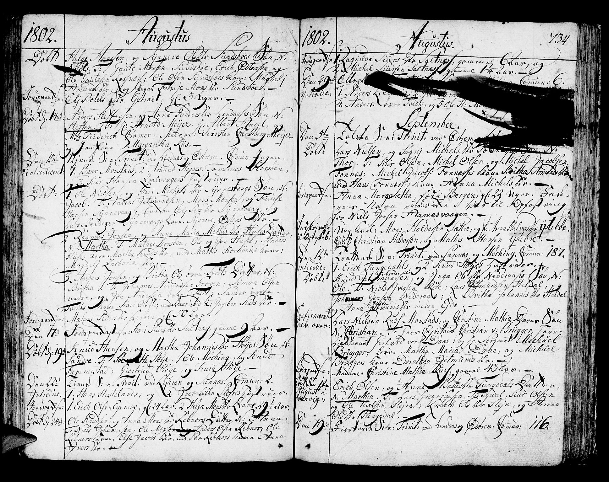 Lindås Sokneprestembete, AV/SAB-A-76701/H/Haa/Haaa/L0005: Parish register (official) no. A 5, 1791-1813, p. 134