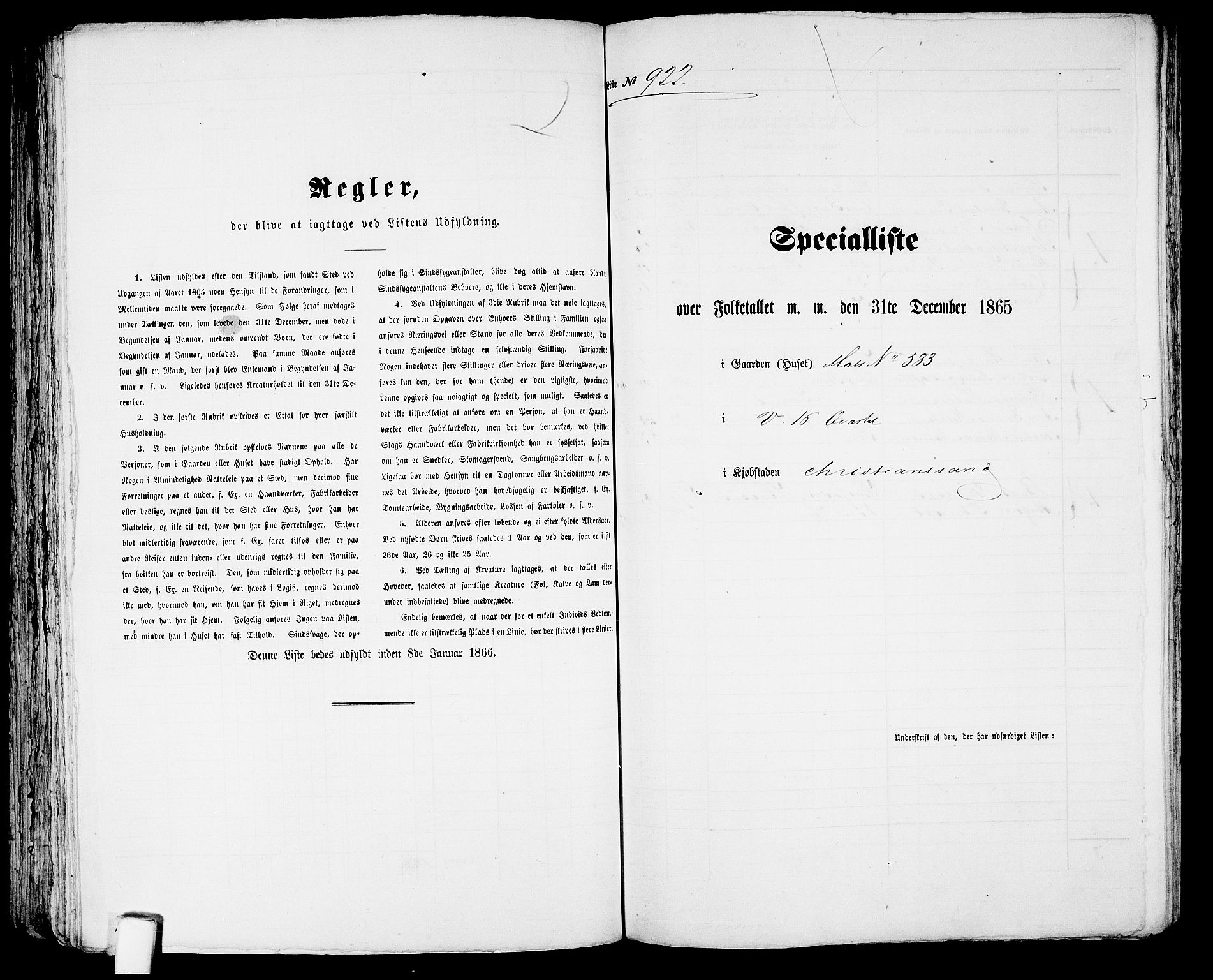 RA, 1865 census for Kristiansand, 1865, p. 1882