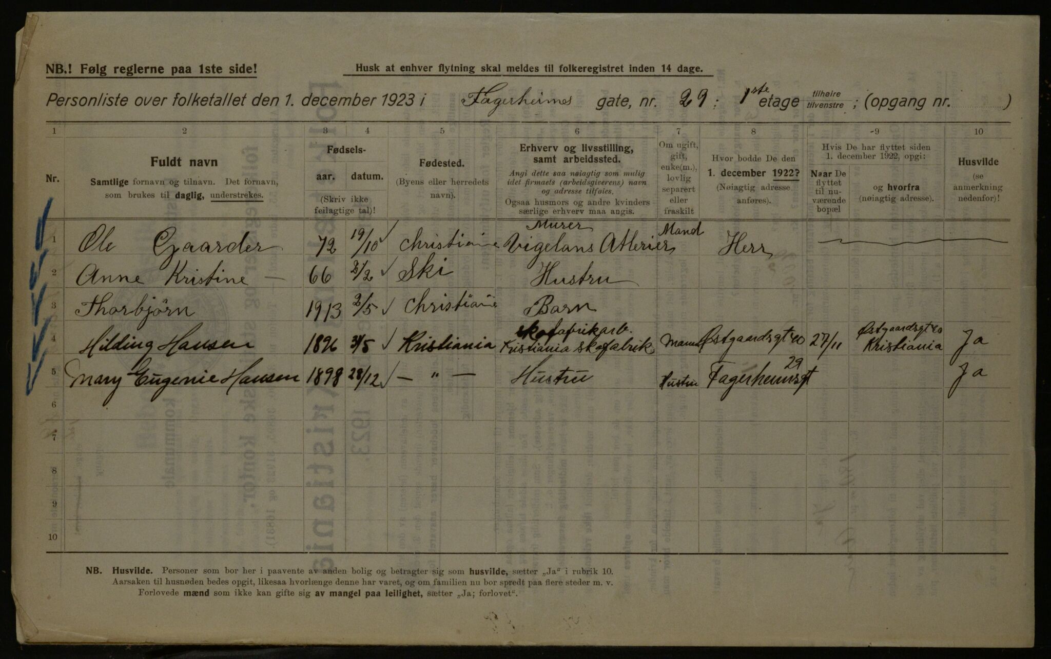 OBA, Municipal Census 1923 for Kristiania, 1923, p. 26154