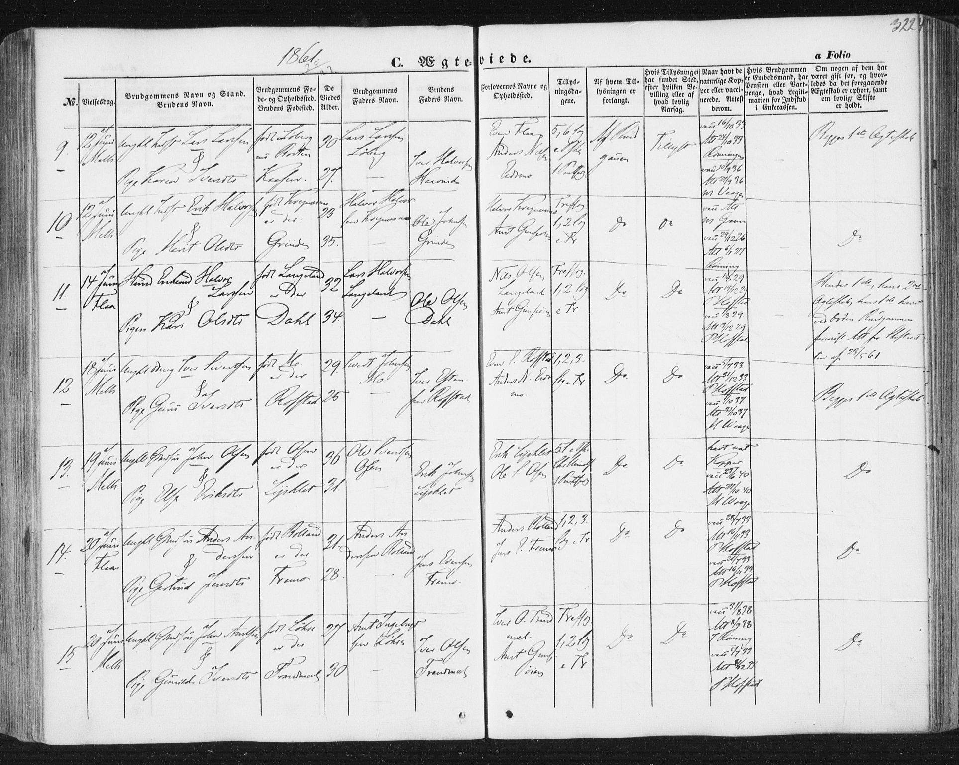 Ministerialprotokoller, klokkerbøker og fødselsregistre - Sør-Trøndelag, AV/SAT-A-1456/691/L1076: Parish register (official) no. 691A08, 1852-1861, p. 322