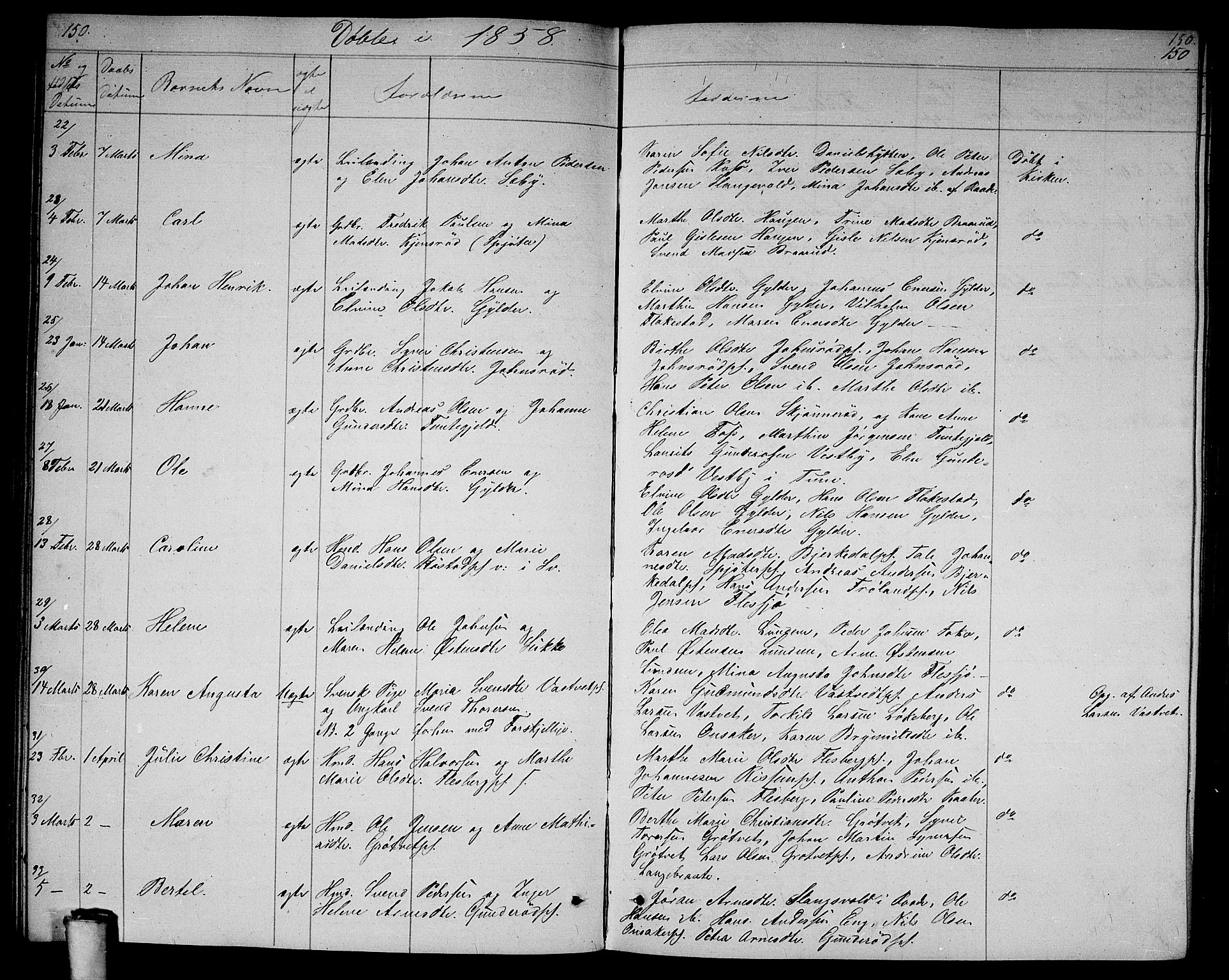 Våler prestekontor Kirkebøker, SAO/A-11083/G/Ga/L0002: Parish register (copy) no. I 2, 1839-1860, p. 150