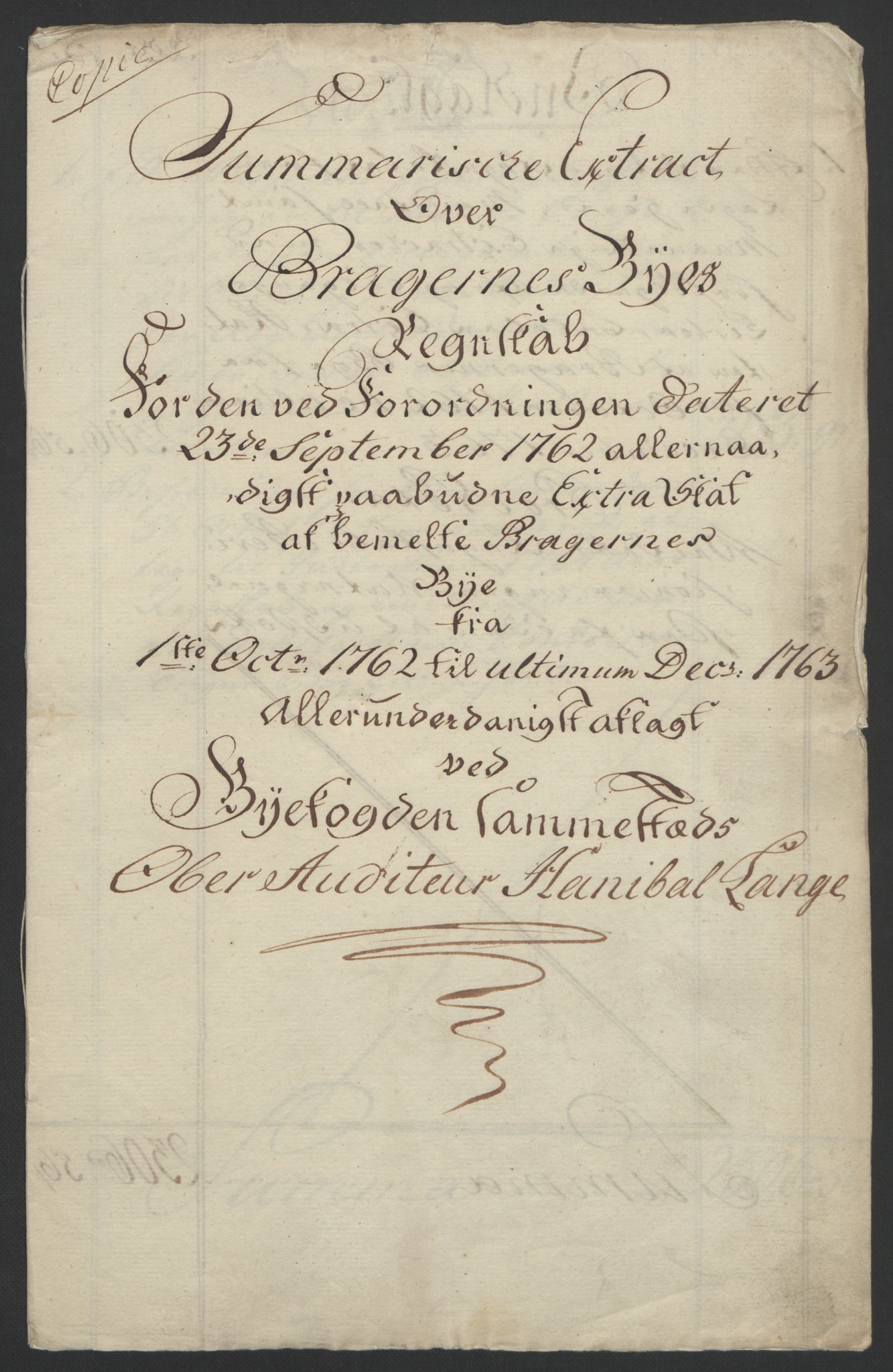 Rentekammeret inntil 1814, Reviderte regnskaper, Byregnskaper, RA/EA-4066/R/Rf/L0119/0001: [F2] Kontribusjonsregnskap / Ekstraskatt, 1762-1767, p. 5