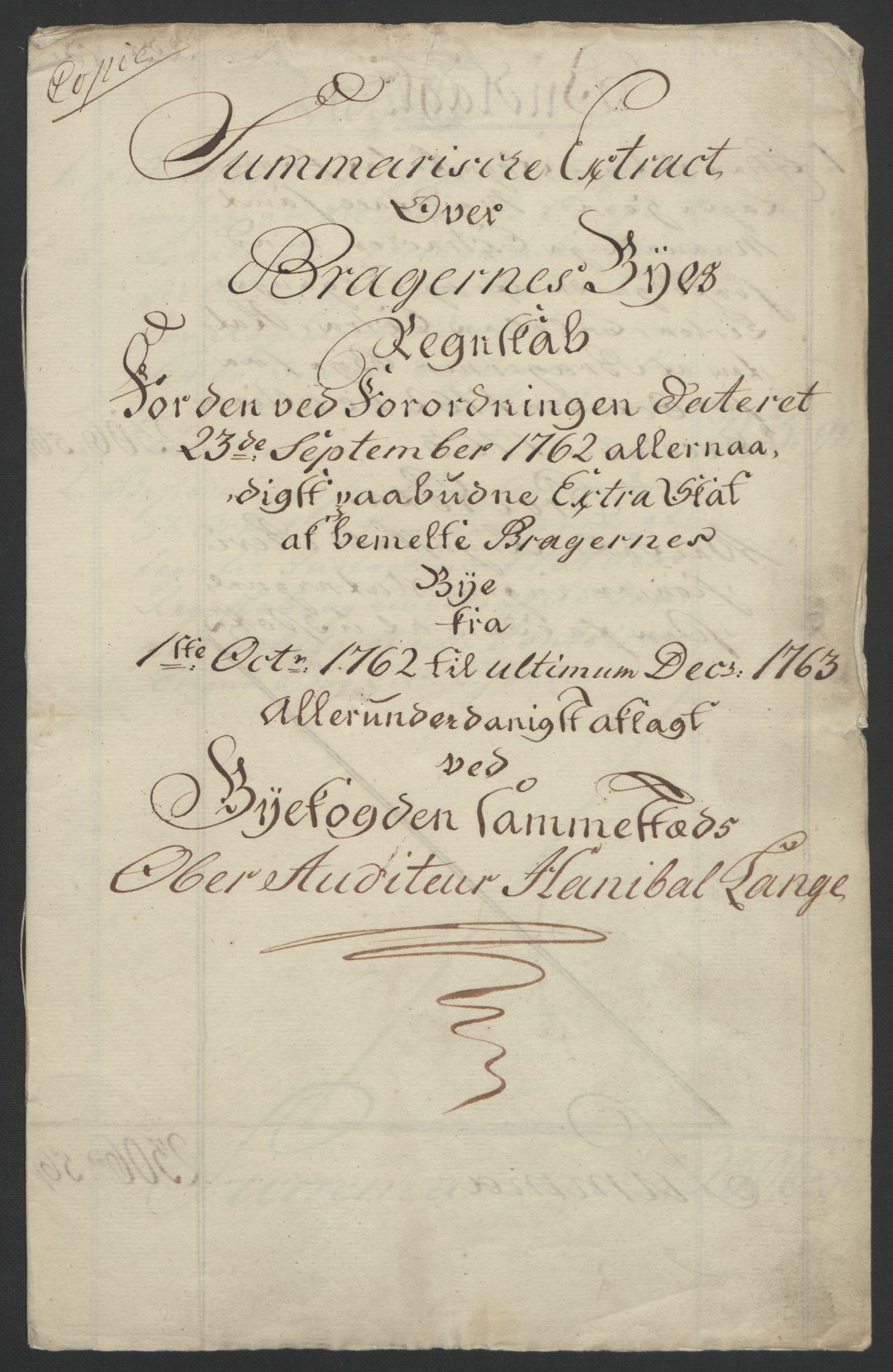 Rentekammeret inntil 1814, Reviderte regnskaper, Byregnskaper, AV/RA-EA-4066/R/Rf/L0119/0001: [F2] Kontribusjonsregnskap / Ekstraskatt, 1762-1767, p. 5