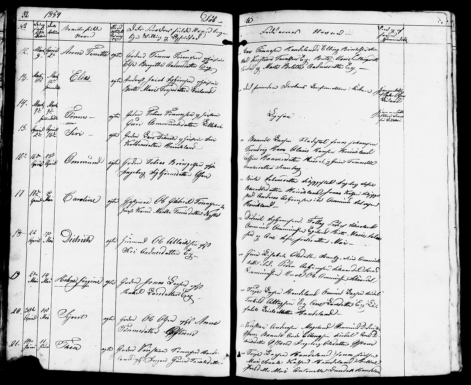 Lund sokneprestkontor, AV/SAST-A-101809/S07/L0003: Parish register (copy) no. B 3, 1848-1885, p. 32