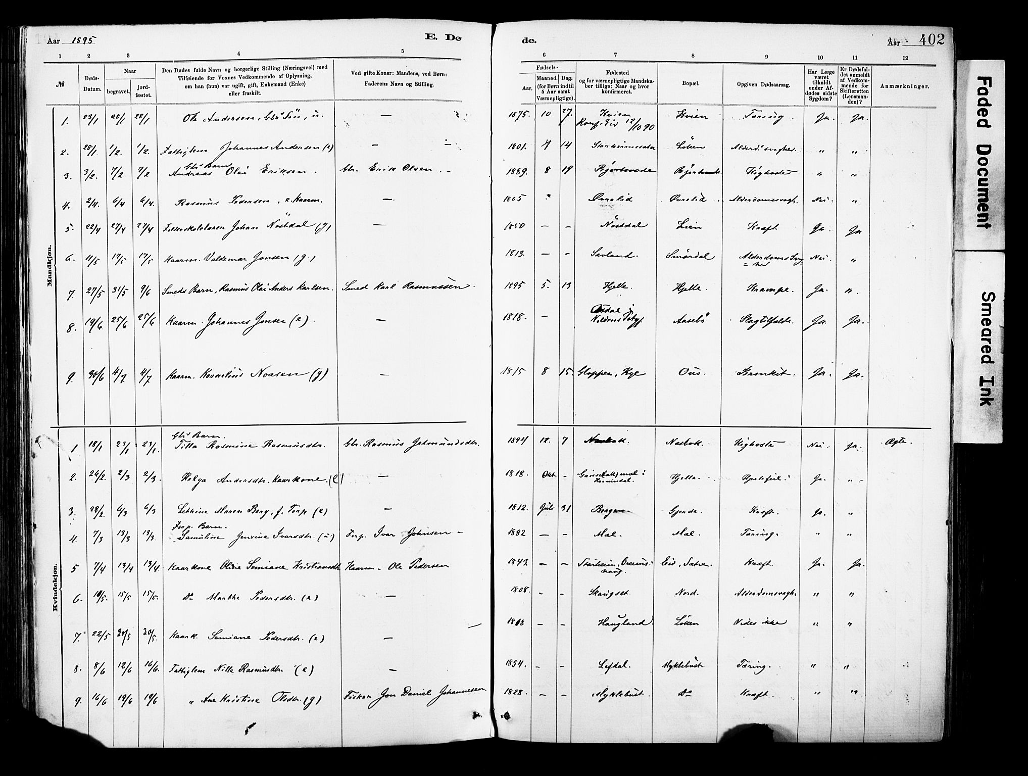 Eid sokneprestembete, SAB/A-82301/H/Haa/Haab/L0001: Parish register (official) no. B 1, 1879-1906, p. 402