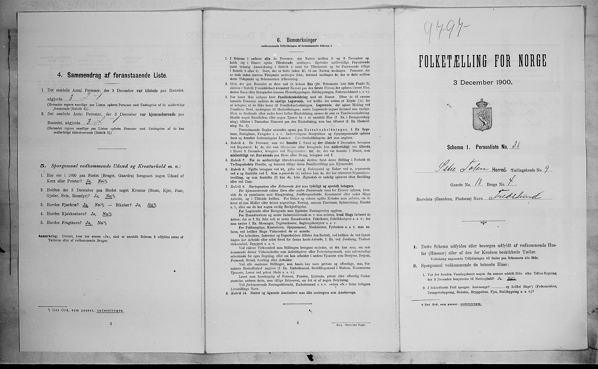 SAH, 1900 census for Østre Toten, 1900, p. 2569
