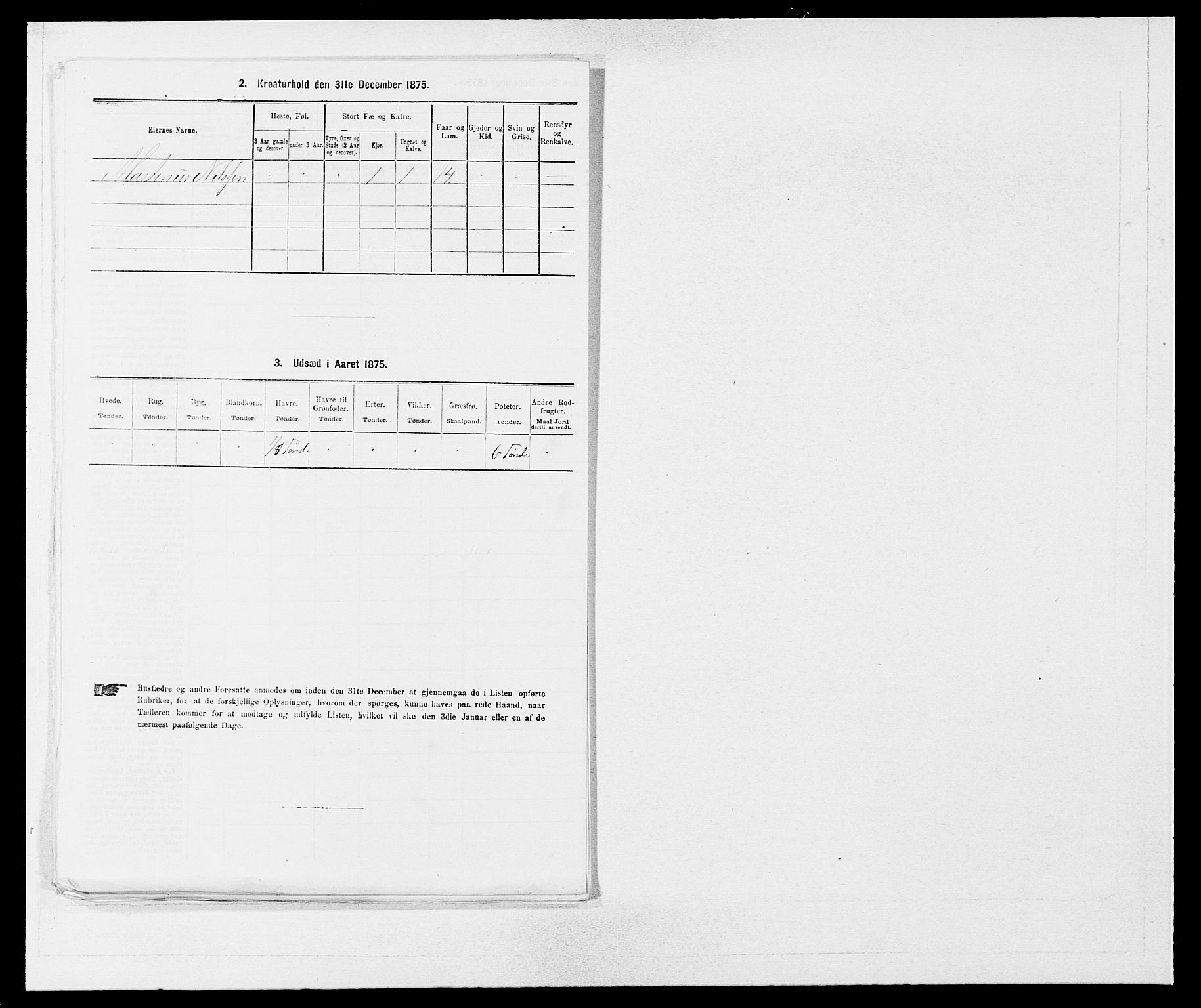 SAB, 1875 census for 1261P Manger, 1875, p. 1008