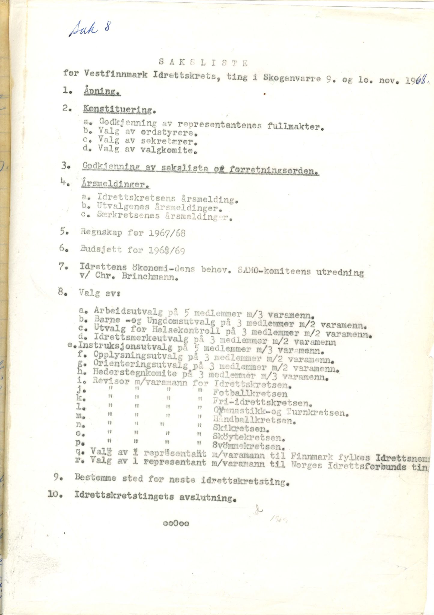 Vest-Finnmark Idrettskrets, FMFB/A-1042/A/Aa/L0003: Møteprotokoll for styre, kretsting og arbeidsutvalg, 1961-1971, p. 216