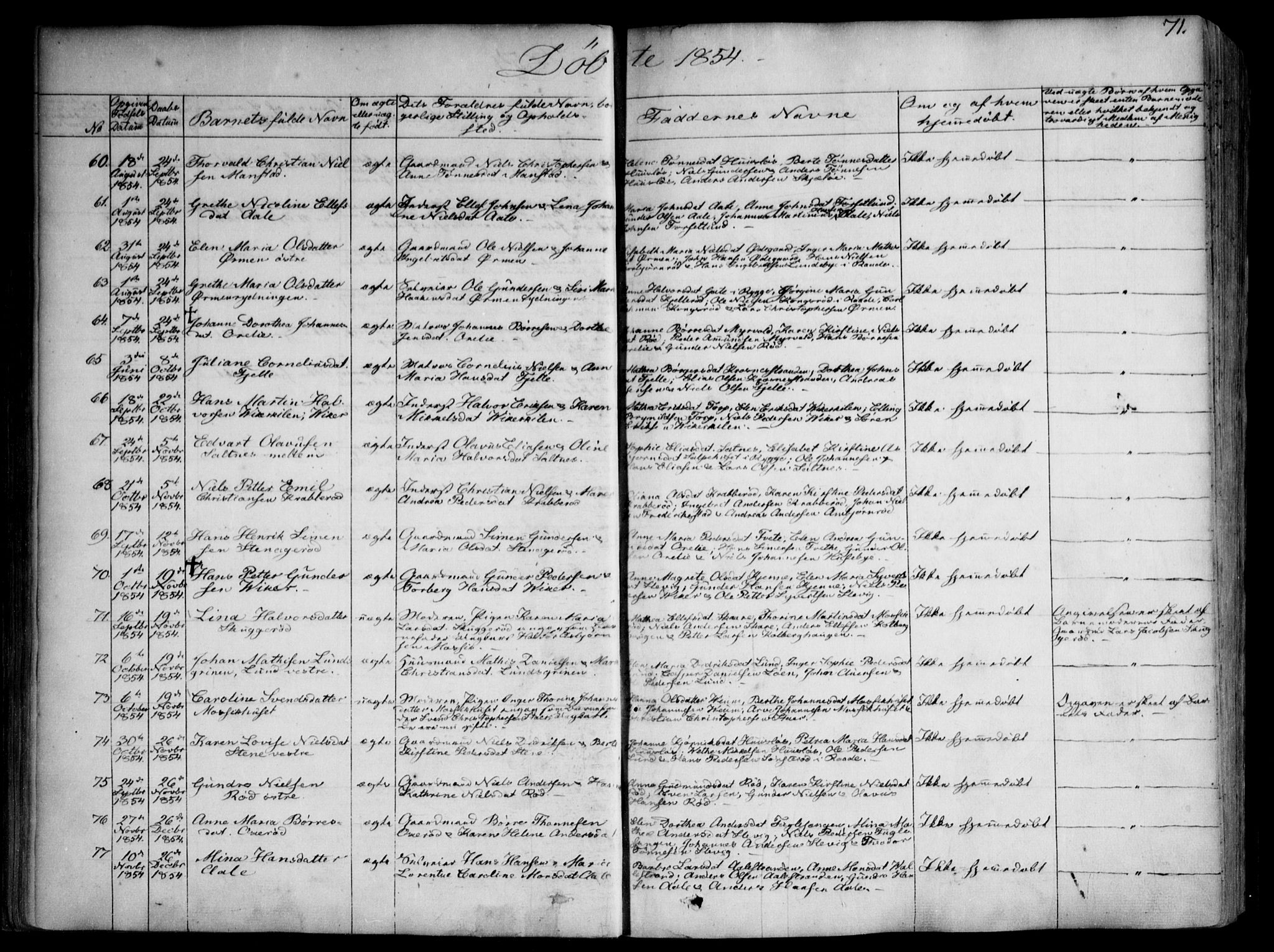 Onsøy prestekontor Kirkebøker, SAO/A-10914/F/Fa/L0003: Parish register (official) no. I 3, 1841-1860, p. 71