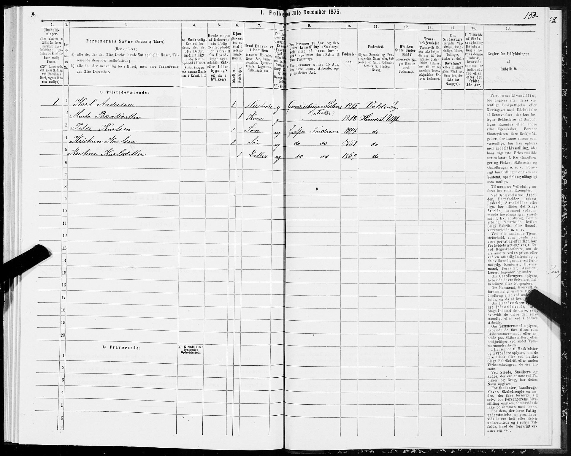 SAT, 1875 census for 1516P Ulstein, 1875, p. 3150