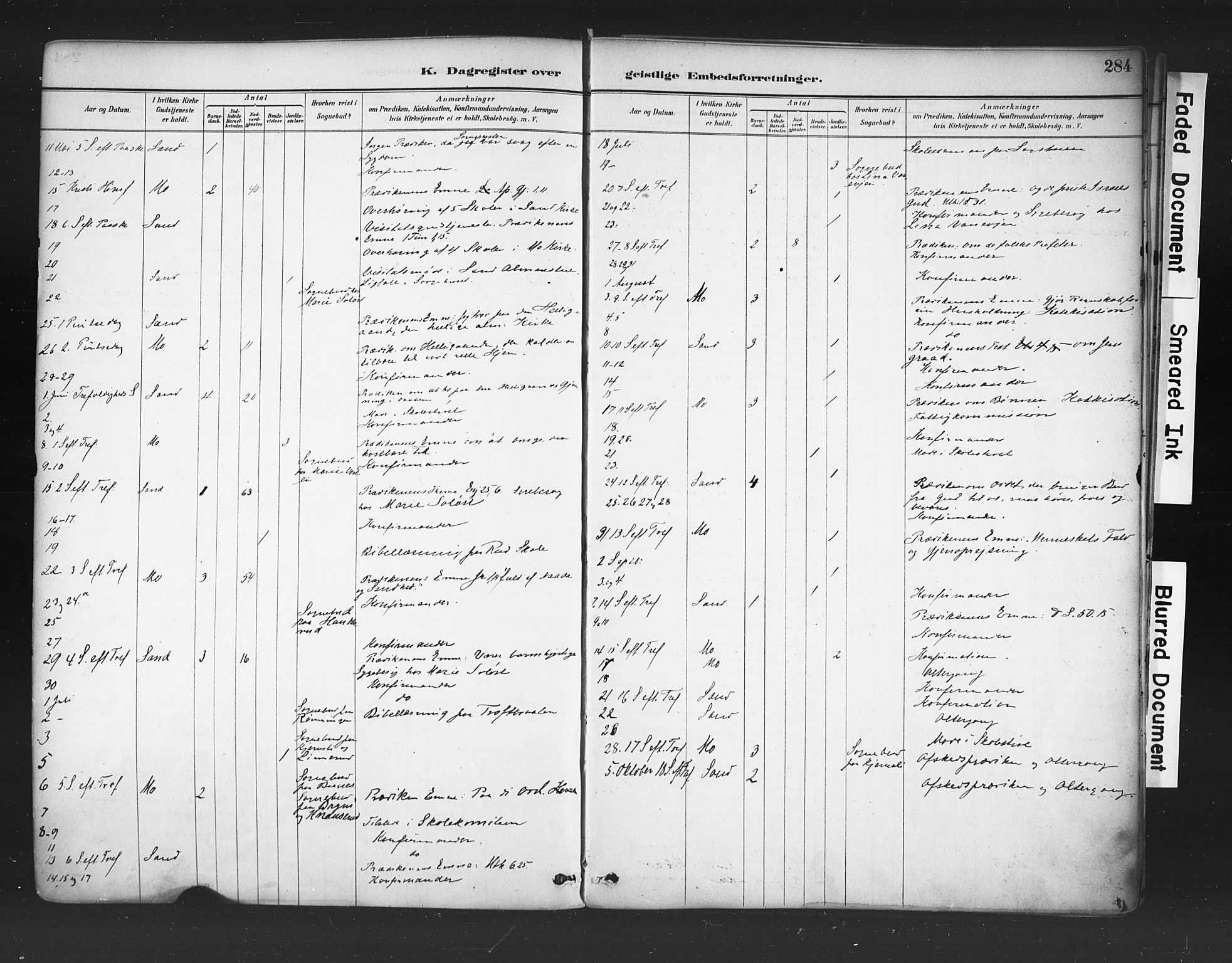 Nord-Odal prestekontor, AV/SAH-PREST-032/H/Ha/Haa/L0006: Parish register (official) no. 6, 1886-1901, p. 284