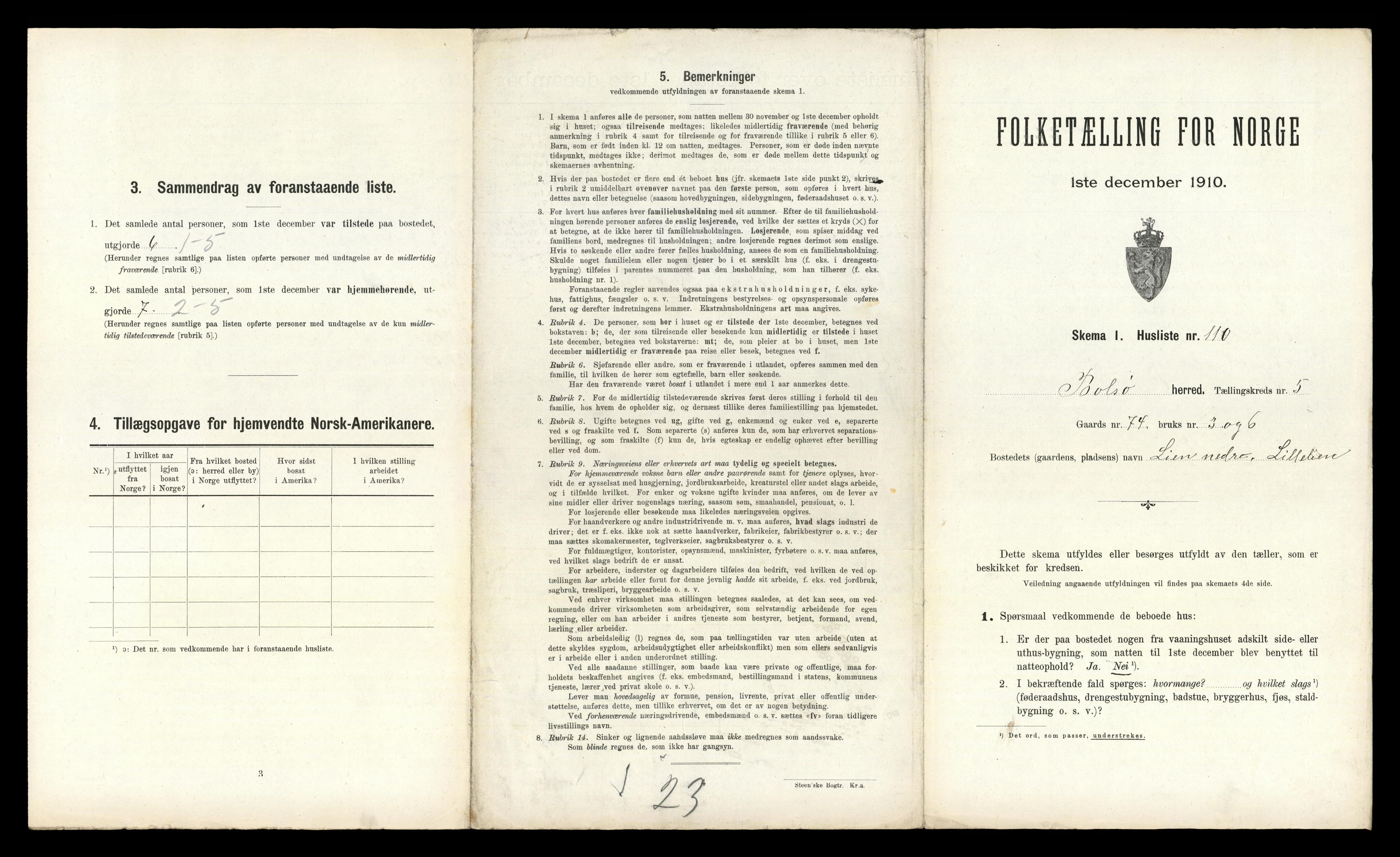 RA, 1910 census for Bolsøy, 1910, p. 961