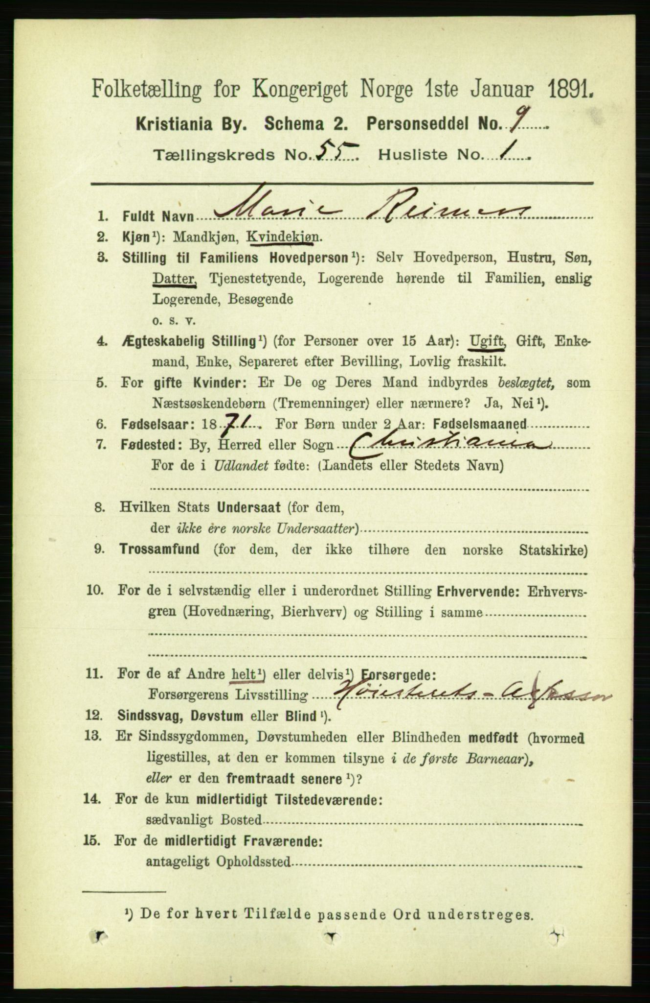 RA, 1891 census for 0301 Kristiania, 1891, p. 30085