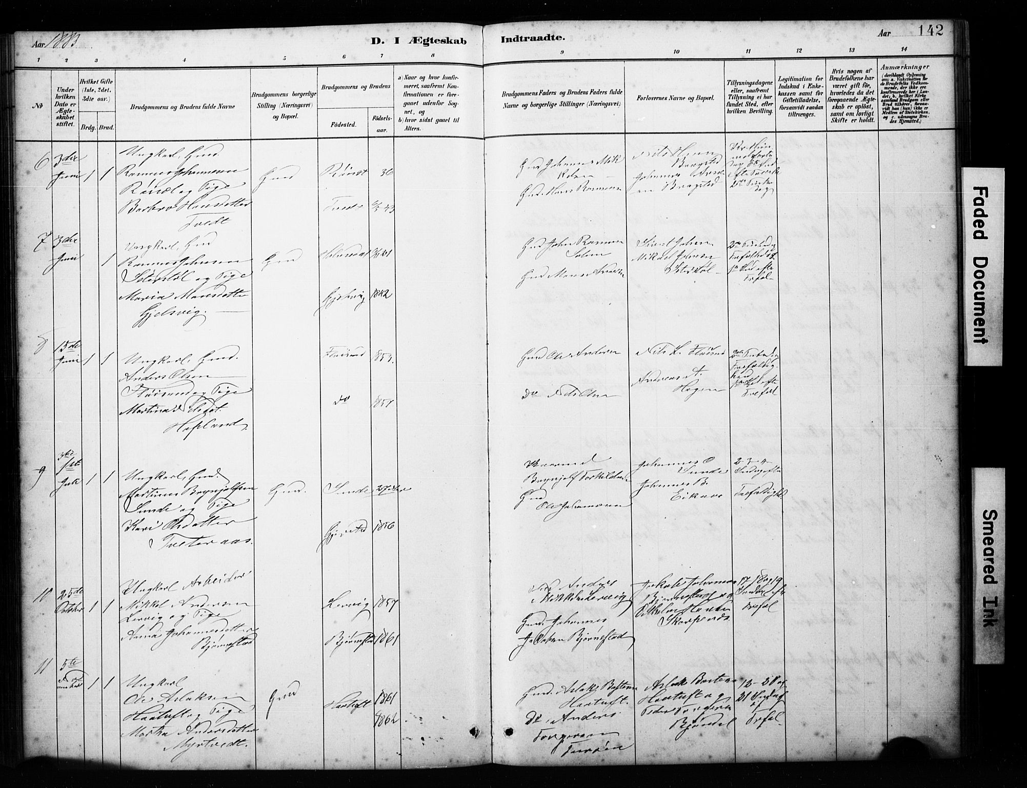 Alversund Sokneprestembete, AV/SAB-A-73901/H/Ha/Hab: Parish register (copy) no. C 3, 1881-1894, p. 142