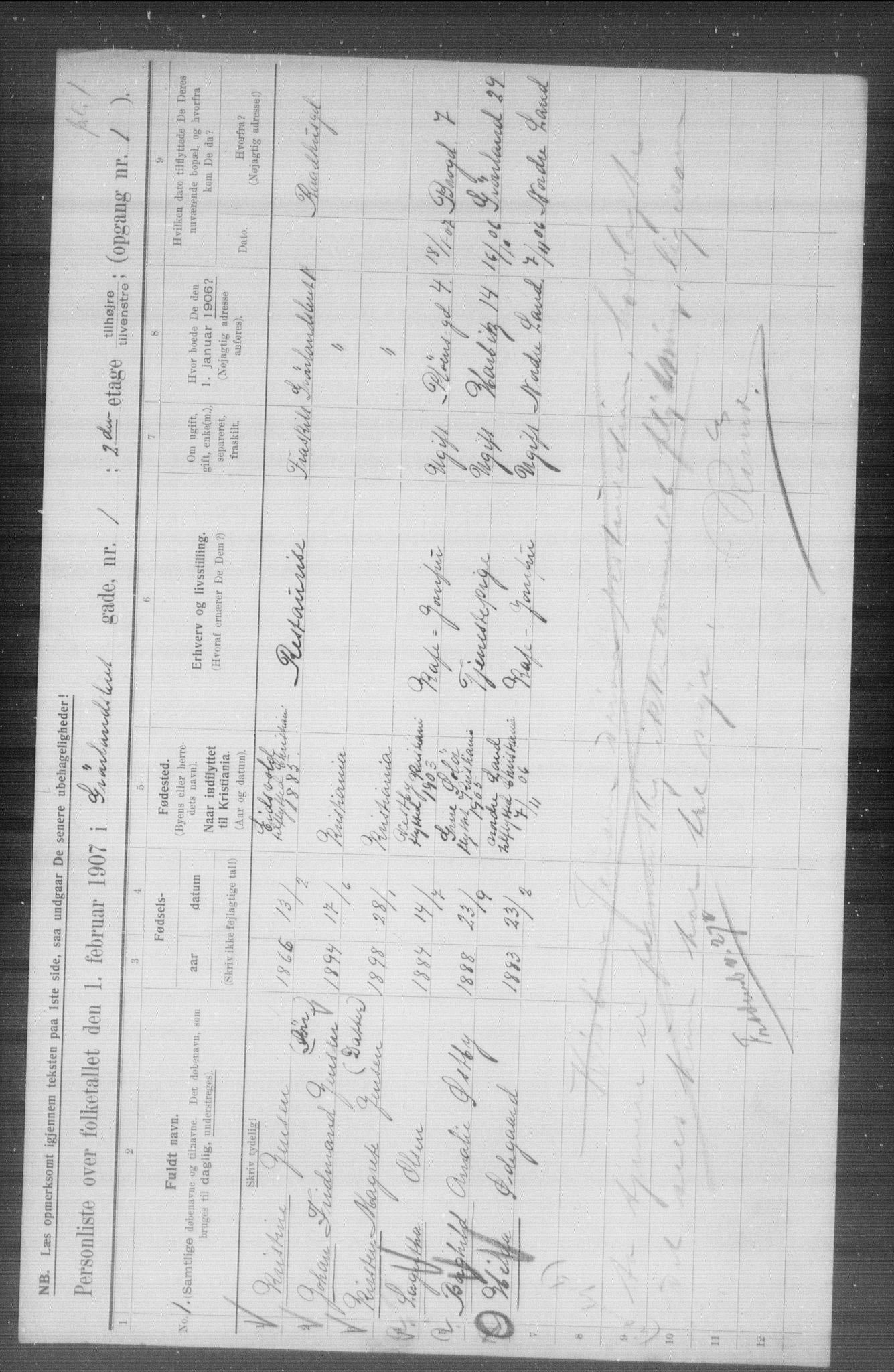 OBA, Municipal Census 1907 for Kristiania, 1907, p. 16049