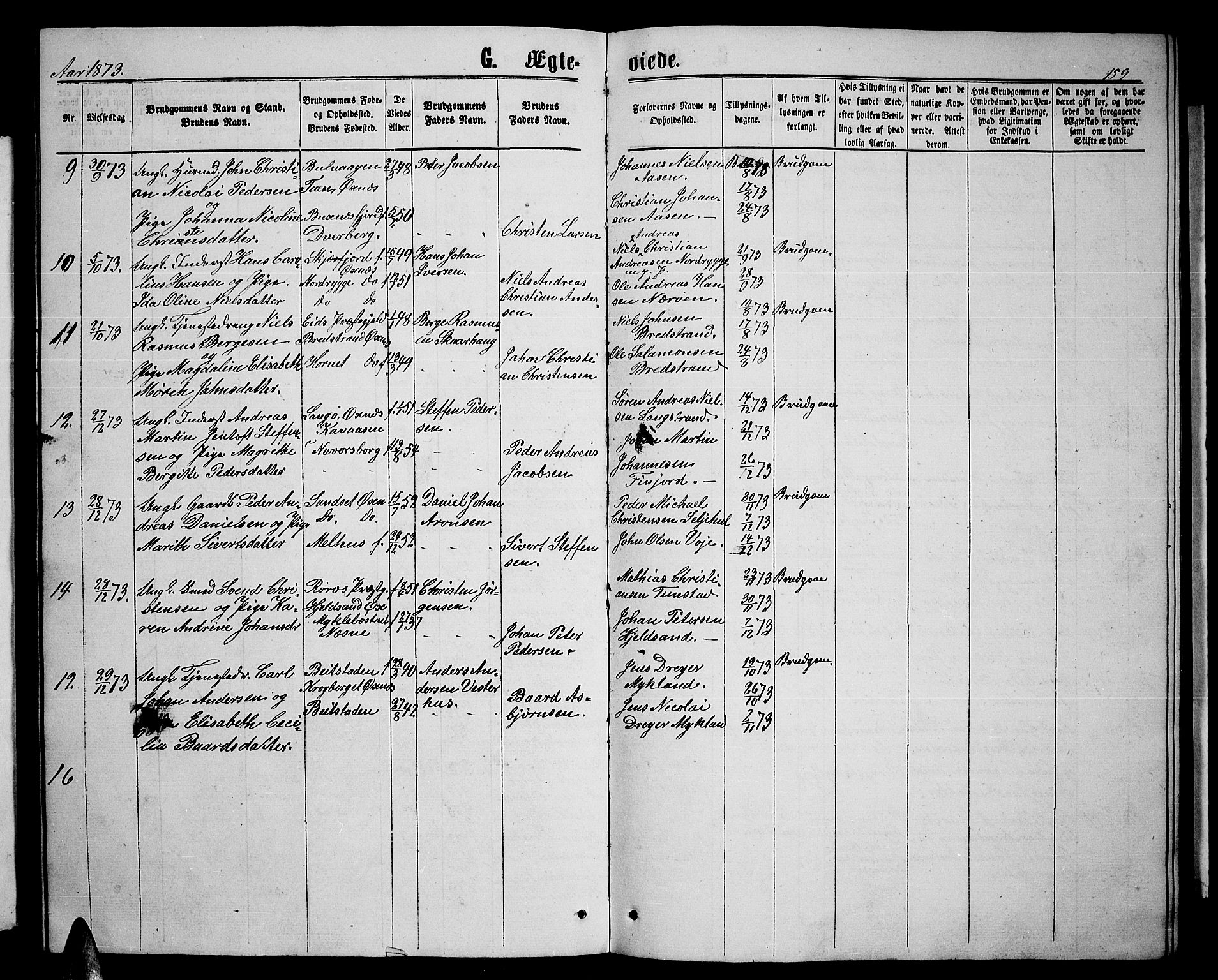 Ministerialprotokoller, klokkerbøker og fødselsregistre - Nordland, SAT/A-1459/893/L1348: Parish register (copy) no. 893C03, 1867-1877, p. 159