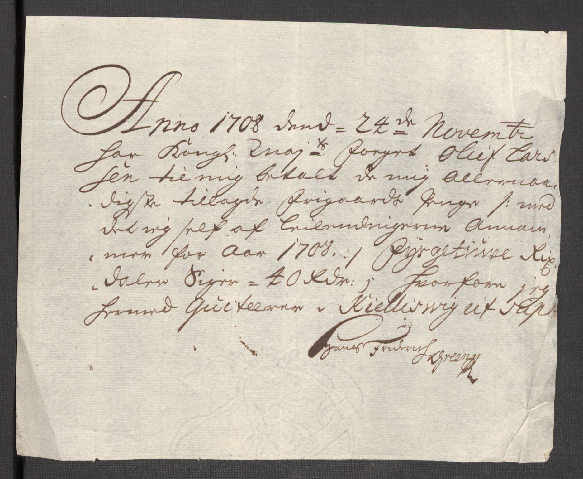 Rentekammeret inntil 1814, Reviderte regnskaper, Fogderegnskap, AV/RA-EA-4092/R48/L2985: Fogderegnskap Sunnhordland og Hardanger, 1708, p. 245