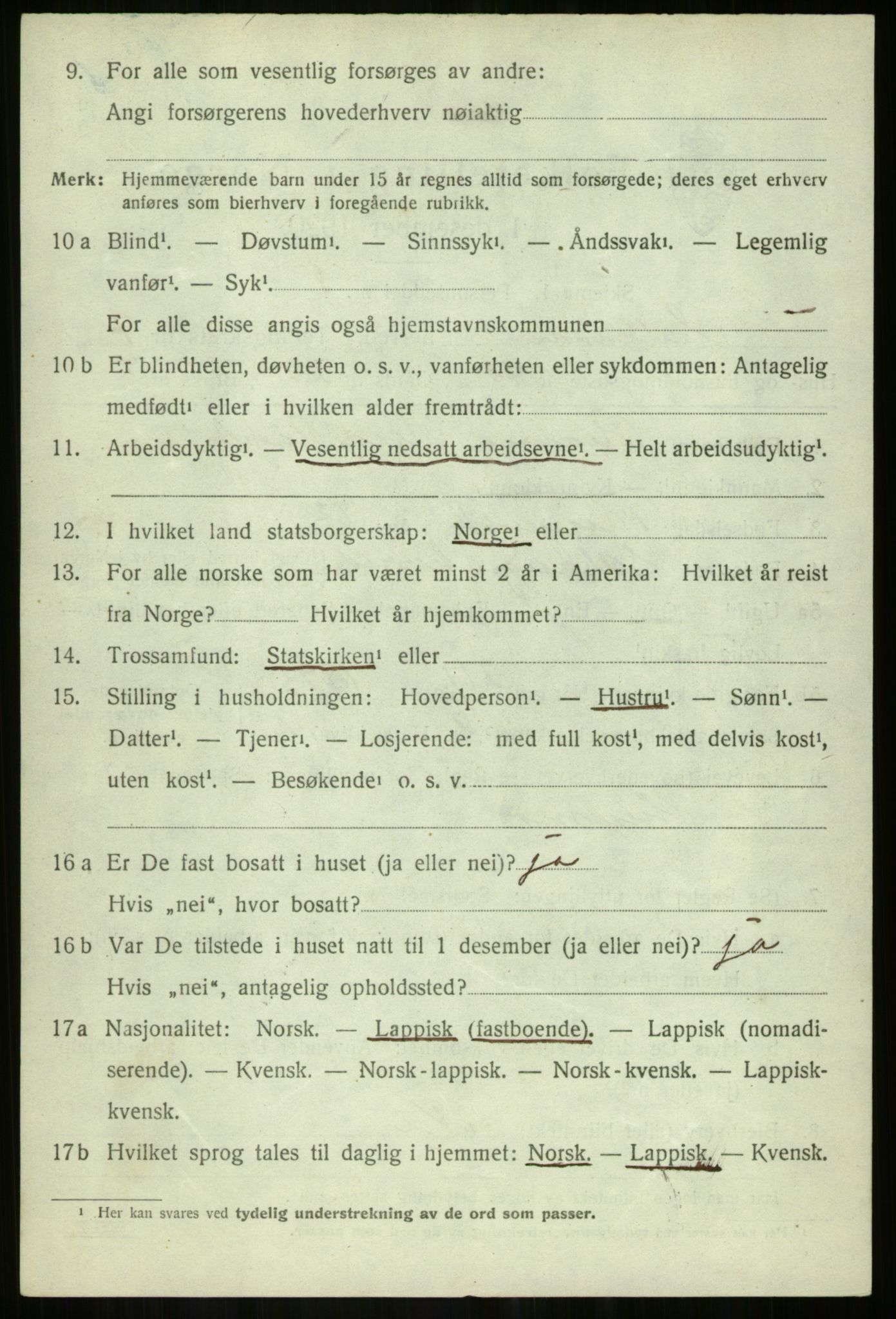 SATØ, 1920 census for Salangen, 1920, p. 5179