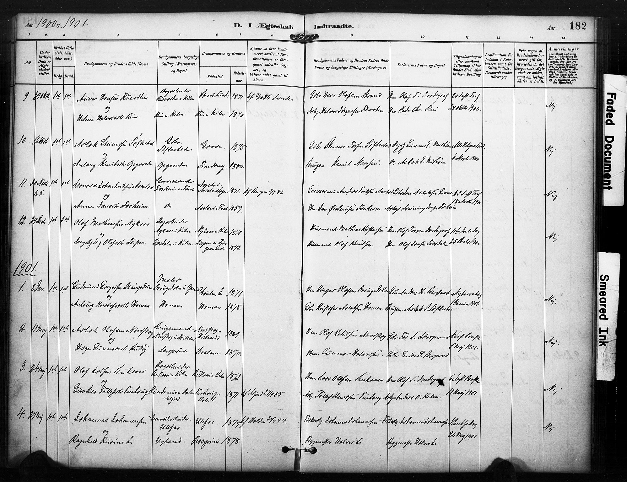 Kviteseid kirkebøker, SAKO/A-276/F/Fa/L0008: Parish register (official) no. I 8, 1882-1903, p. 182