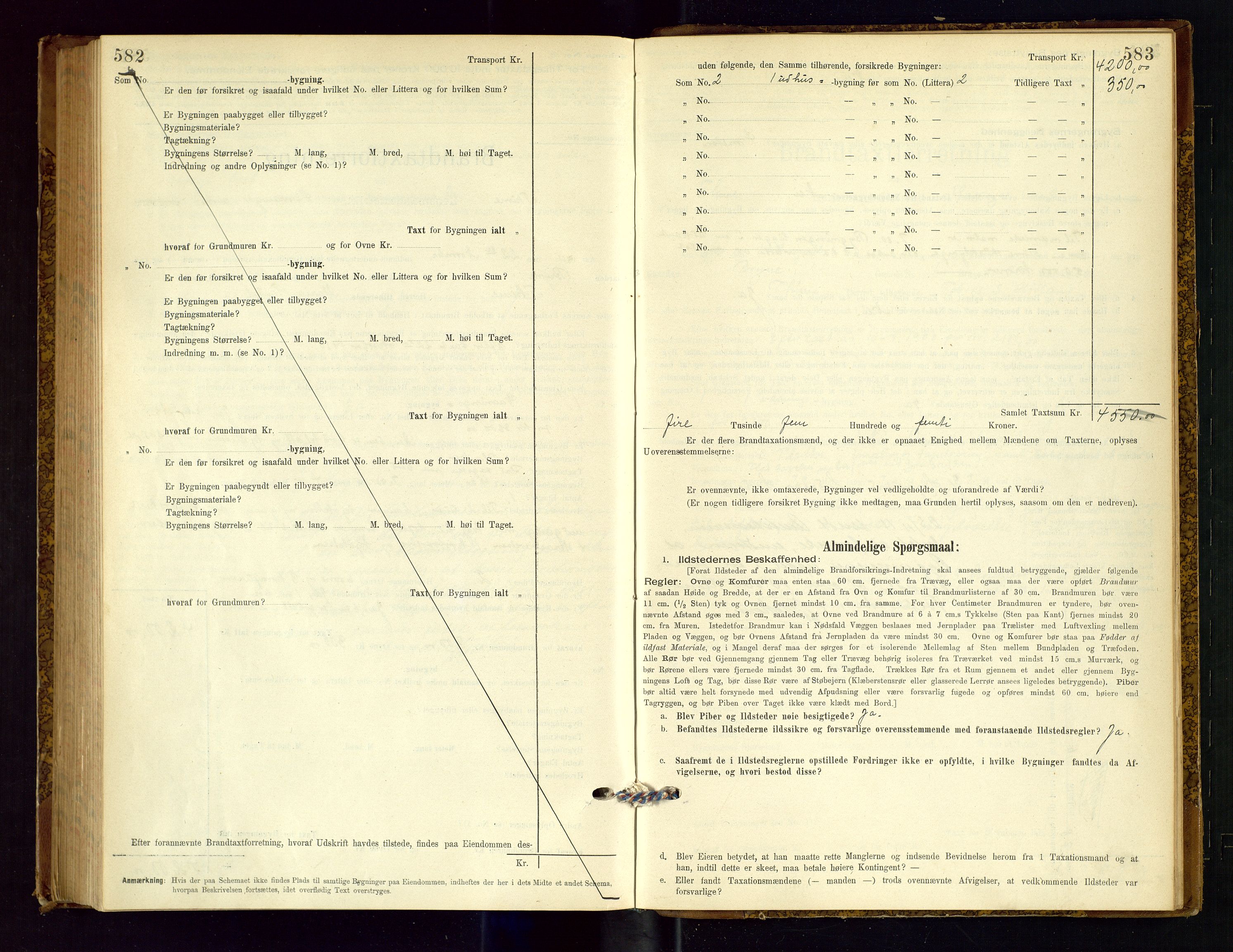 Time lensmannskontor, AV/SAST-A-100420/Gob/L0001: Branntakstprotokoll, 1896-1914, p. 582-583