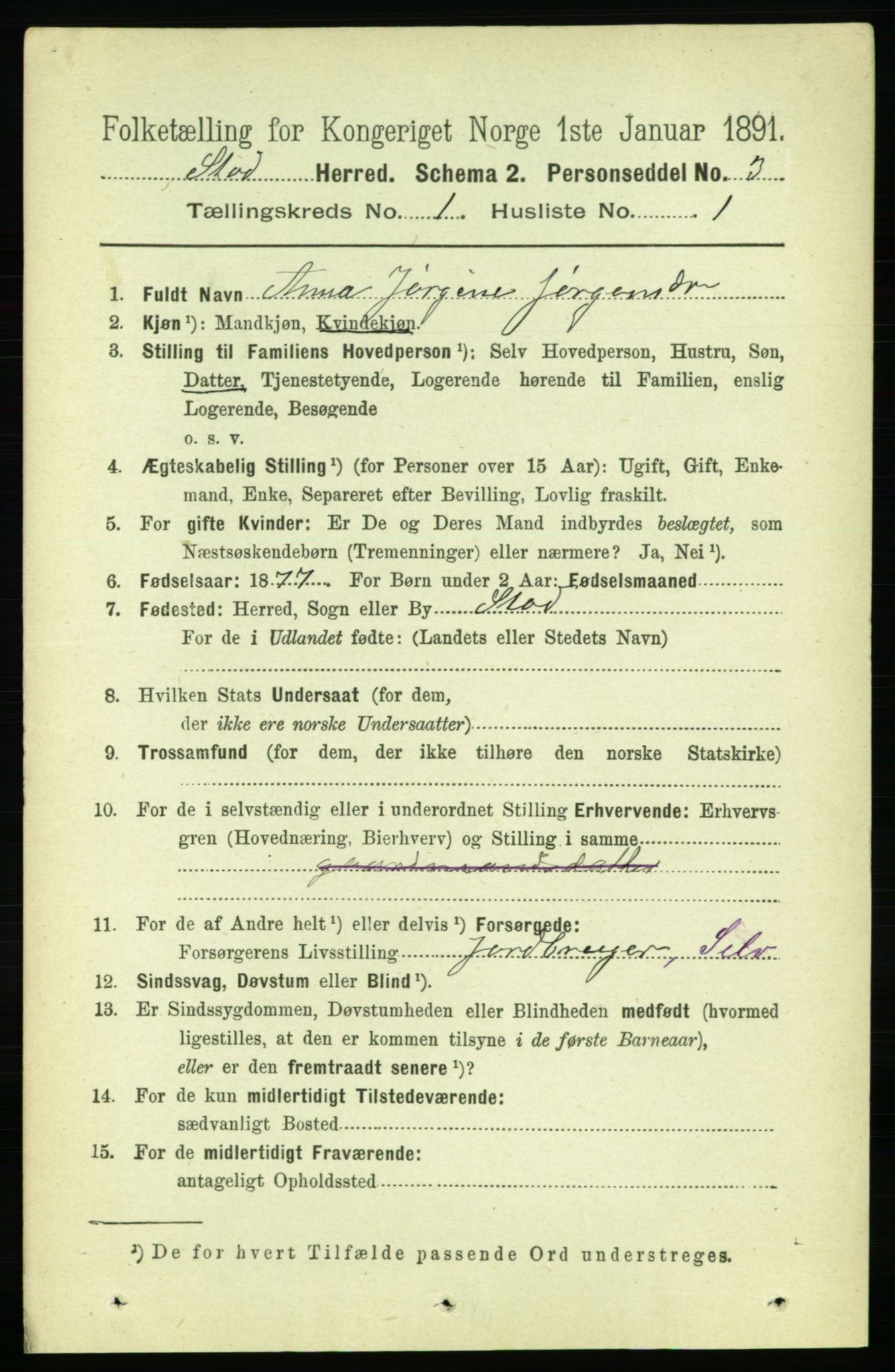 RA, 1891 census for 1734 Stod, 1891, p. 125