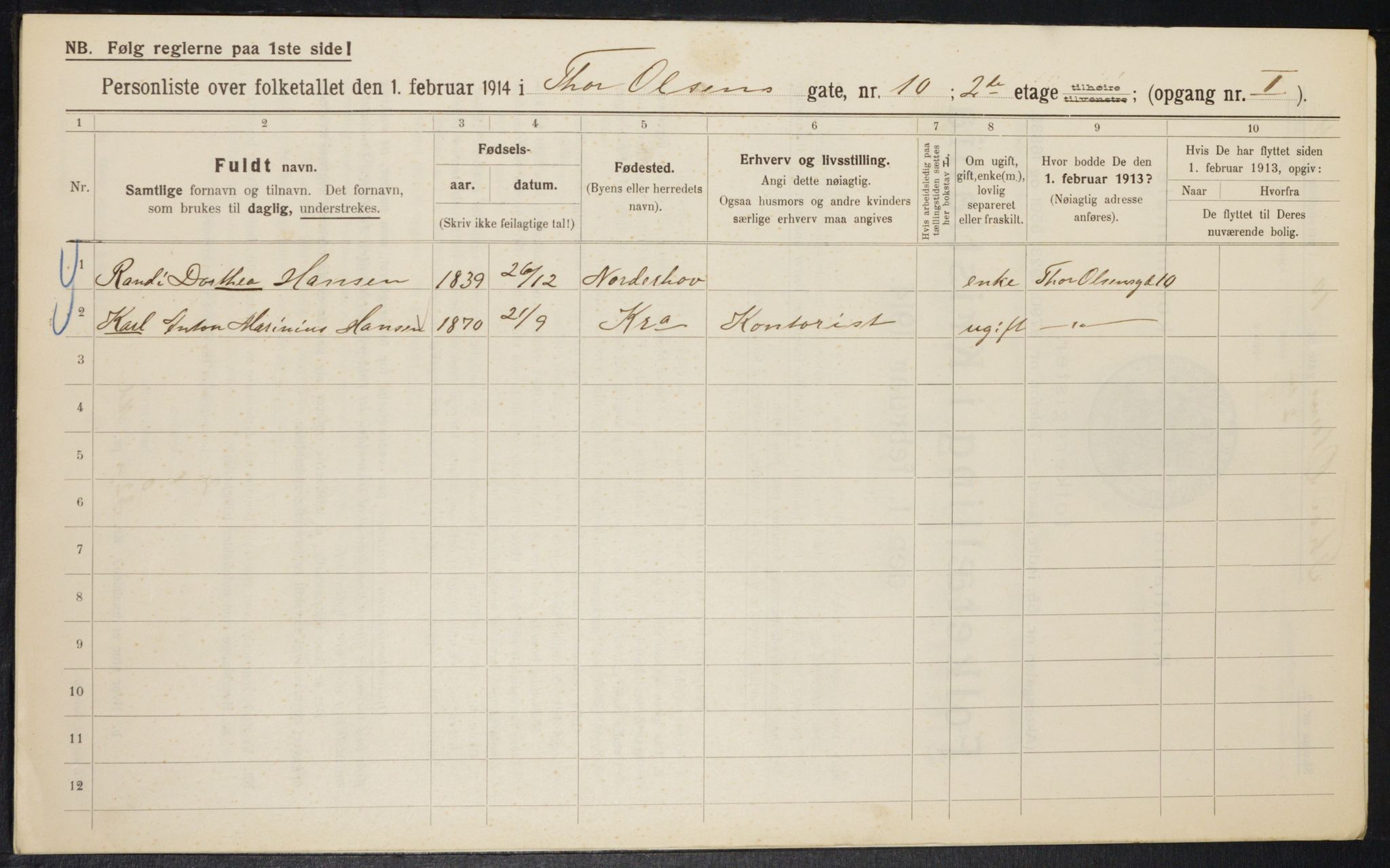 OBA, Municipal Census 1914 for Kristiania, 1914, p. 110415